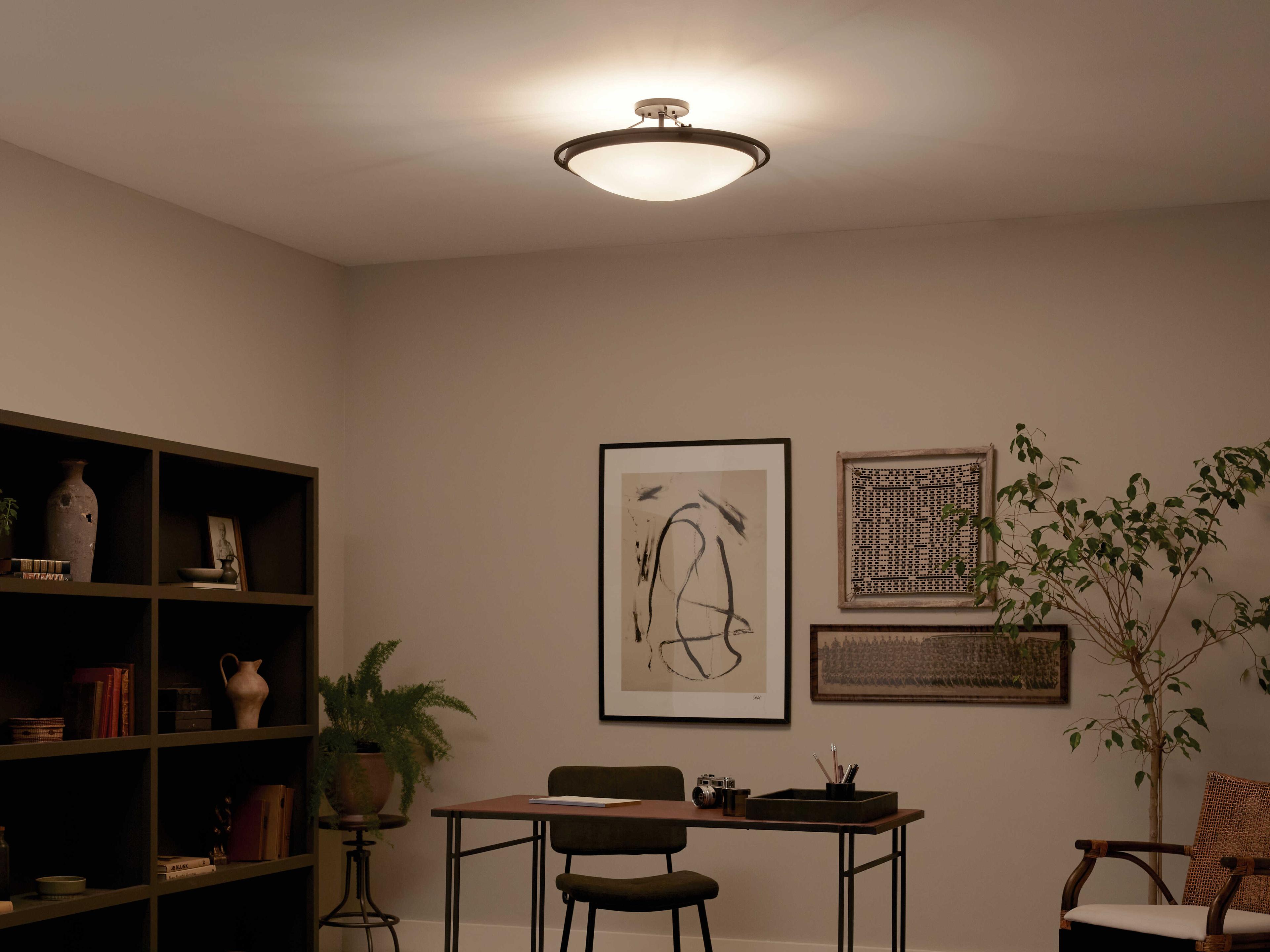 Kichler 4-Light Black Glass Bowl Semi Flush Mount