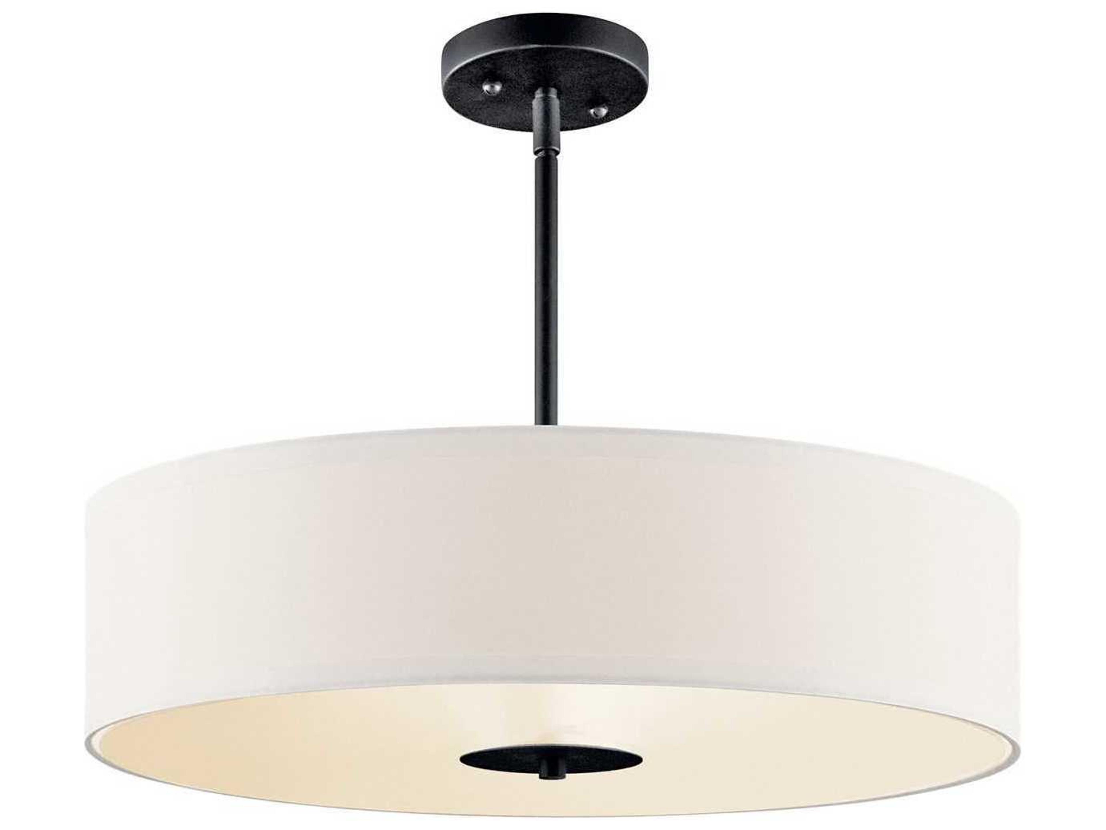 Kichler 3-Light Black Glass Drum Round Pendant