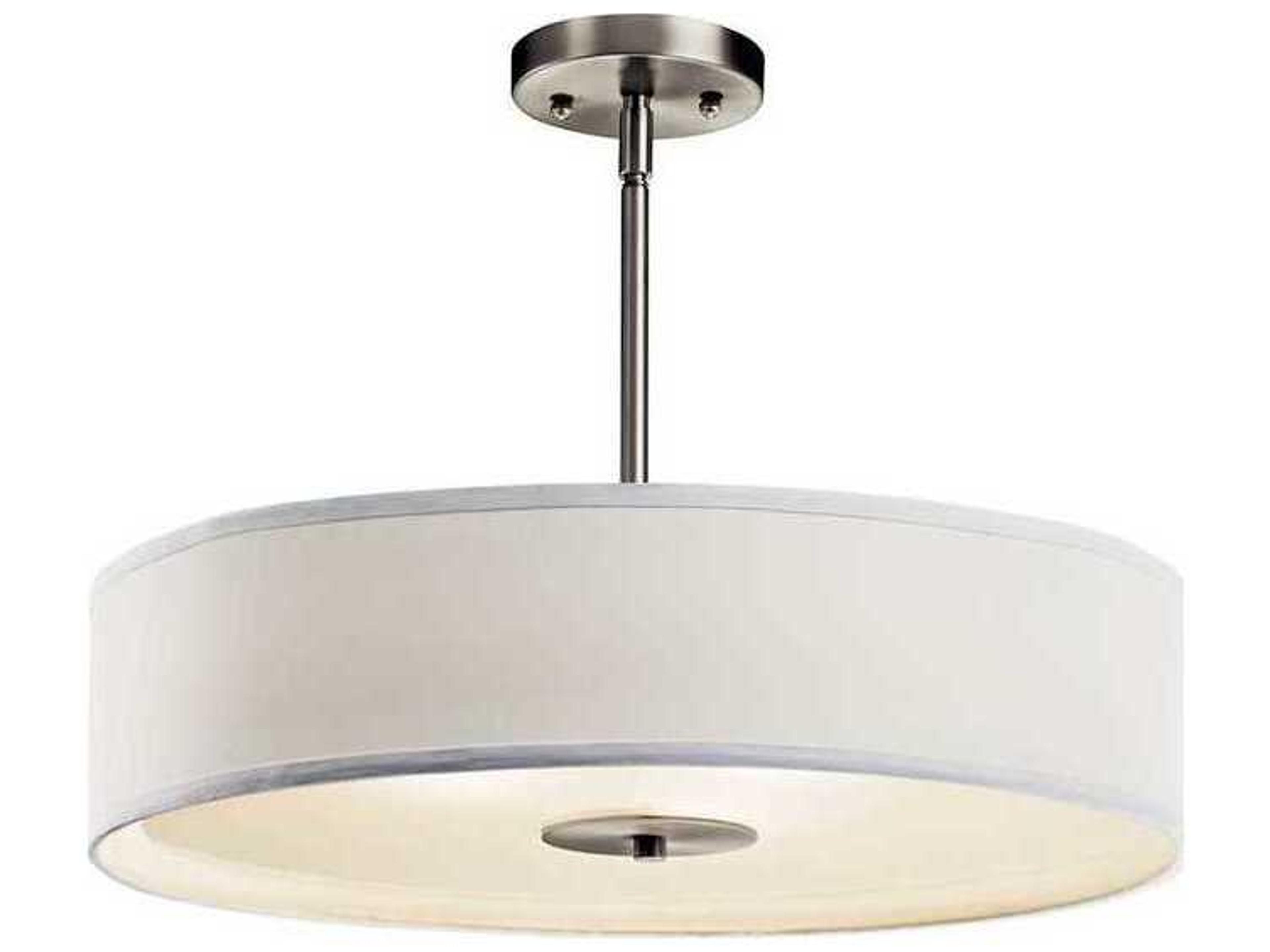 Kichler 3-Light Brushed Nickel Glass Drum Round Pendant