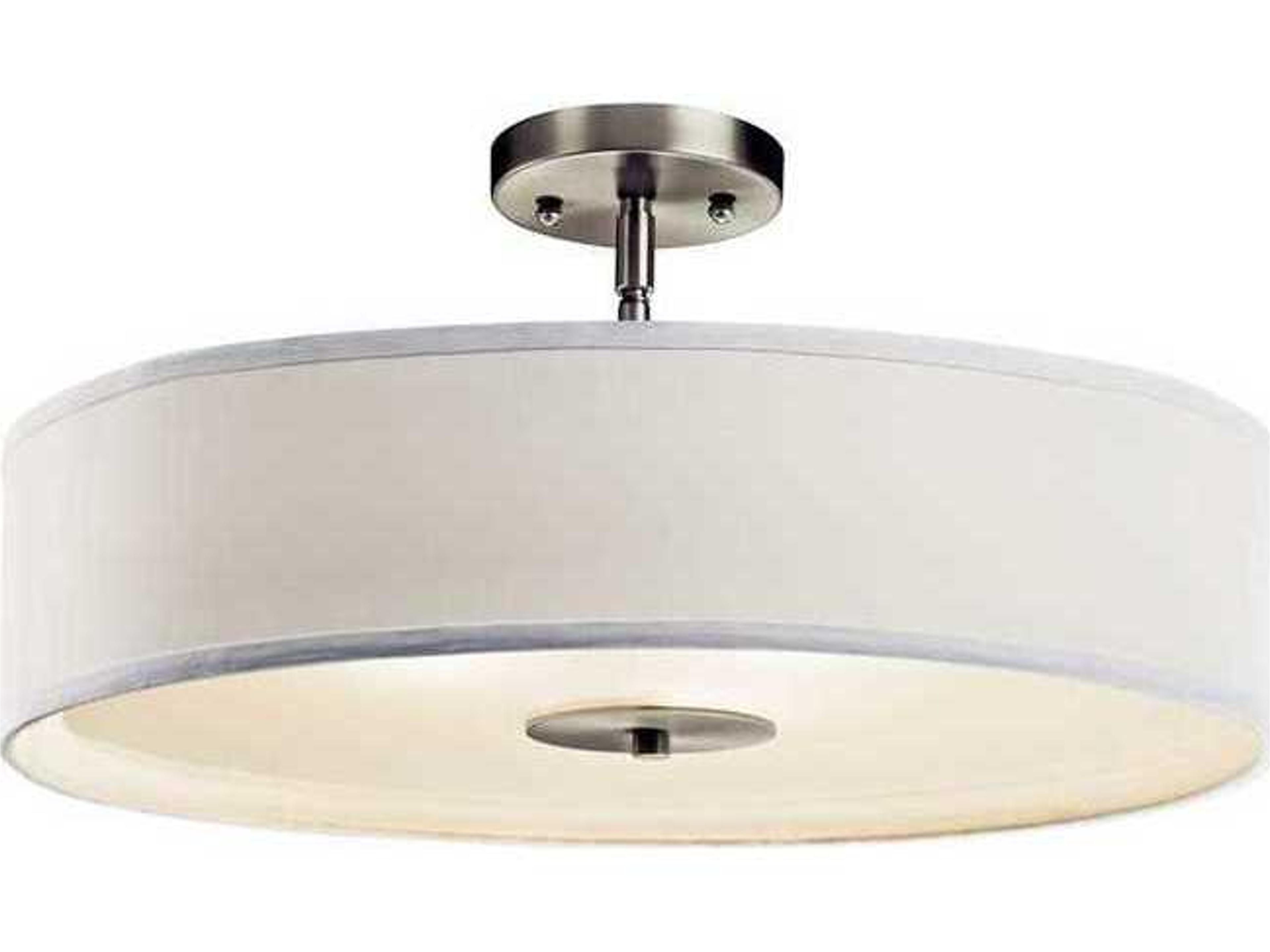 Kichler 3-Light Brushed Nickel Glass Drum Round Pendant