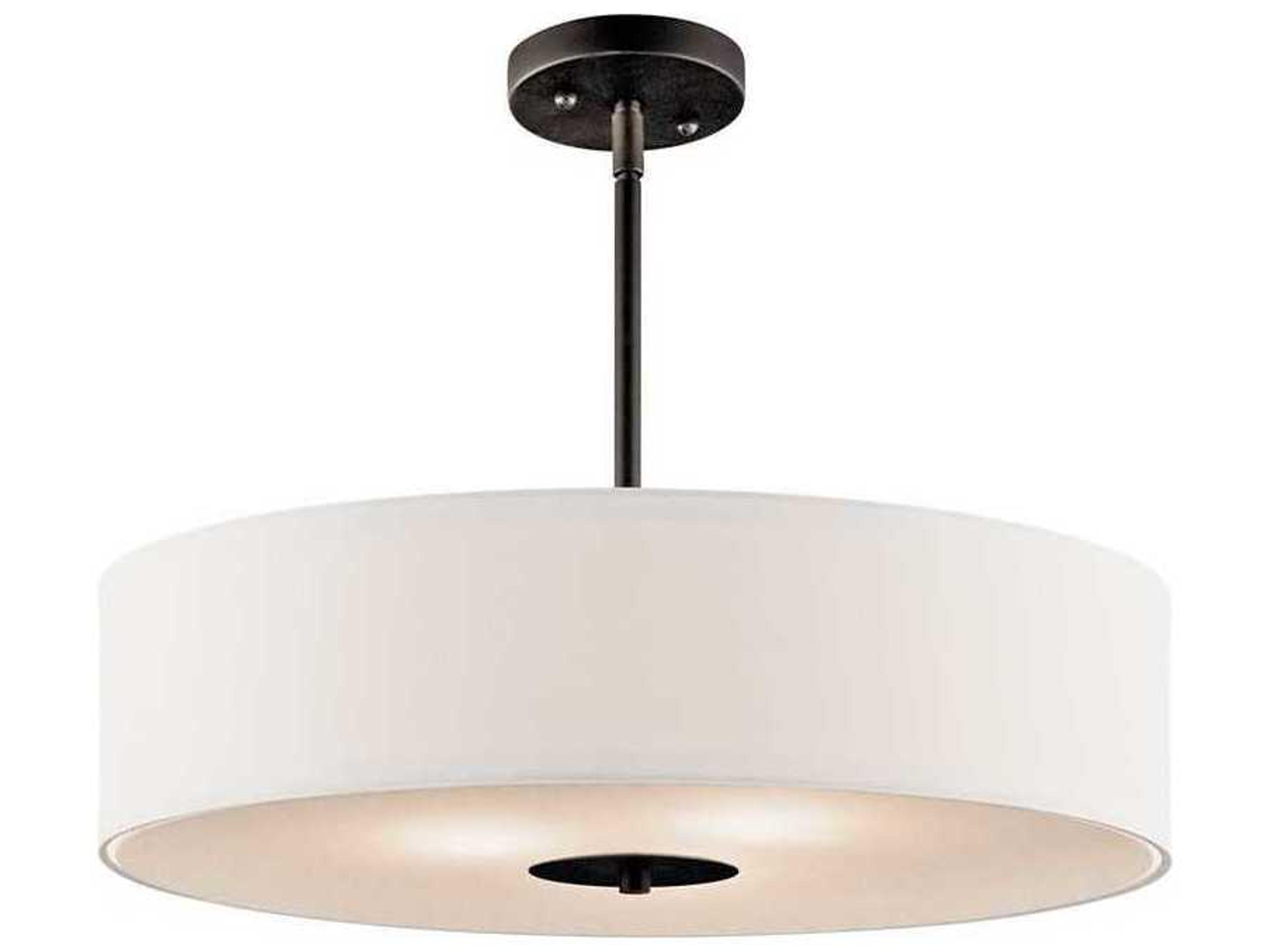 Kichler 3-Light Olde Bronze Glass Drum Round Pendant