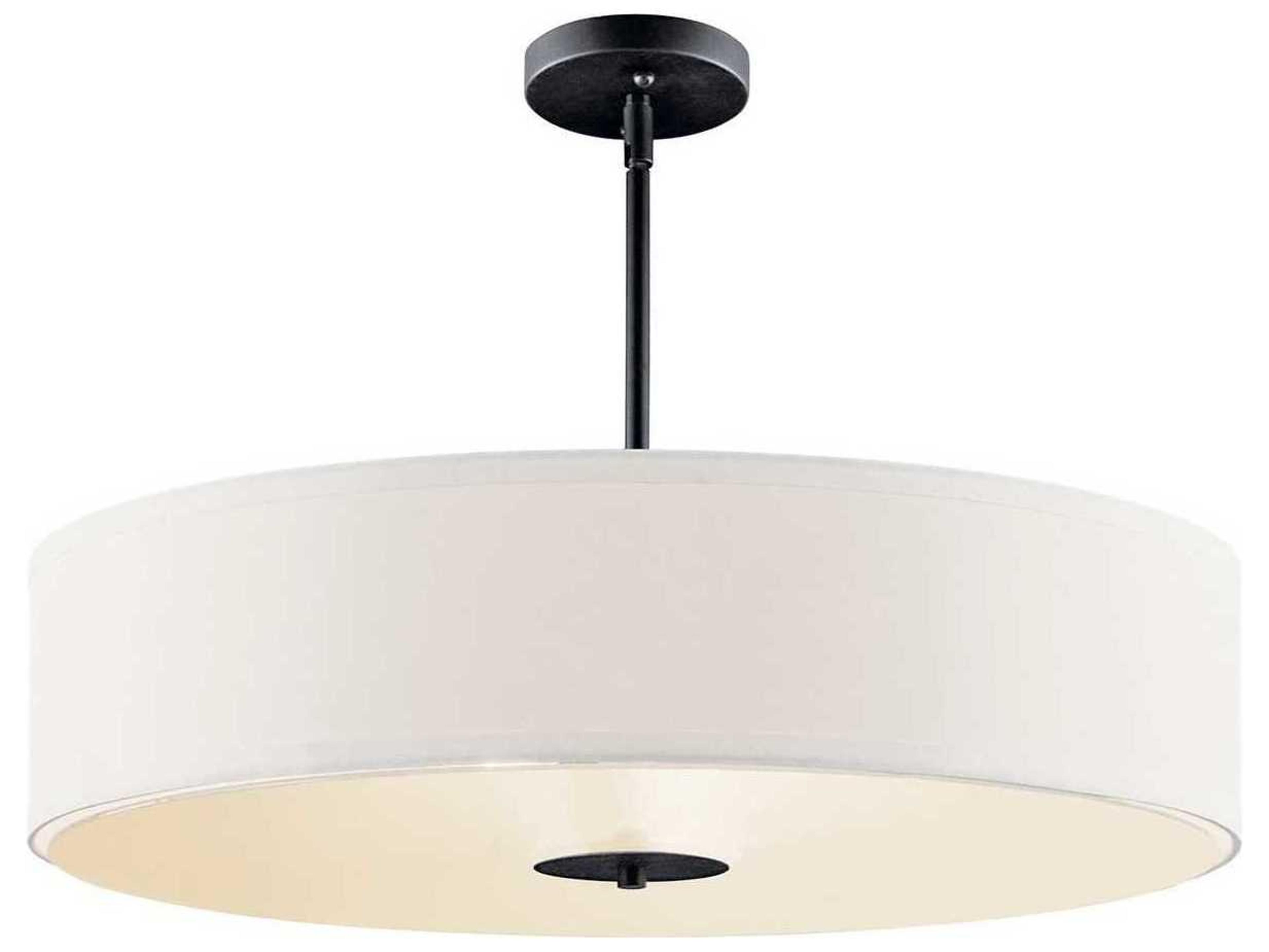 Kichler 3-Light Black Glass Drum Round Pendant