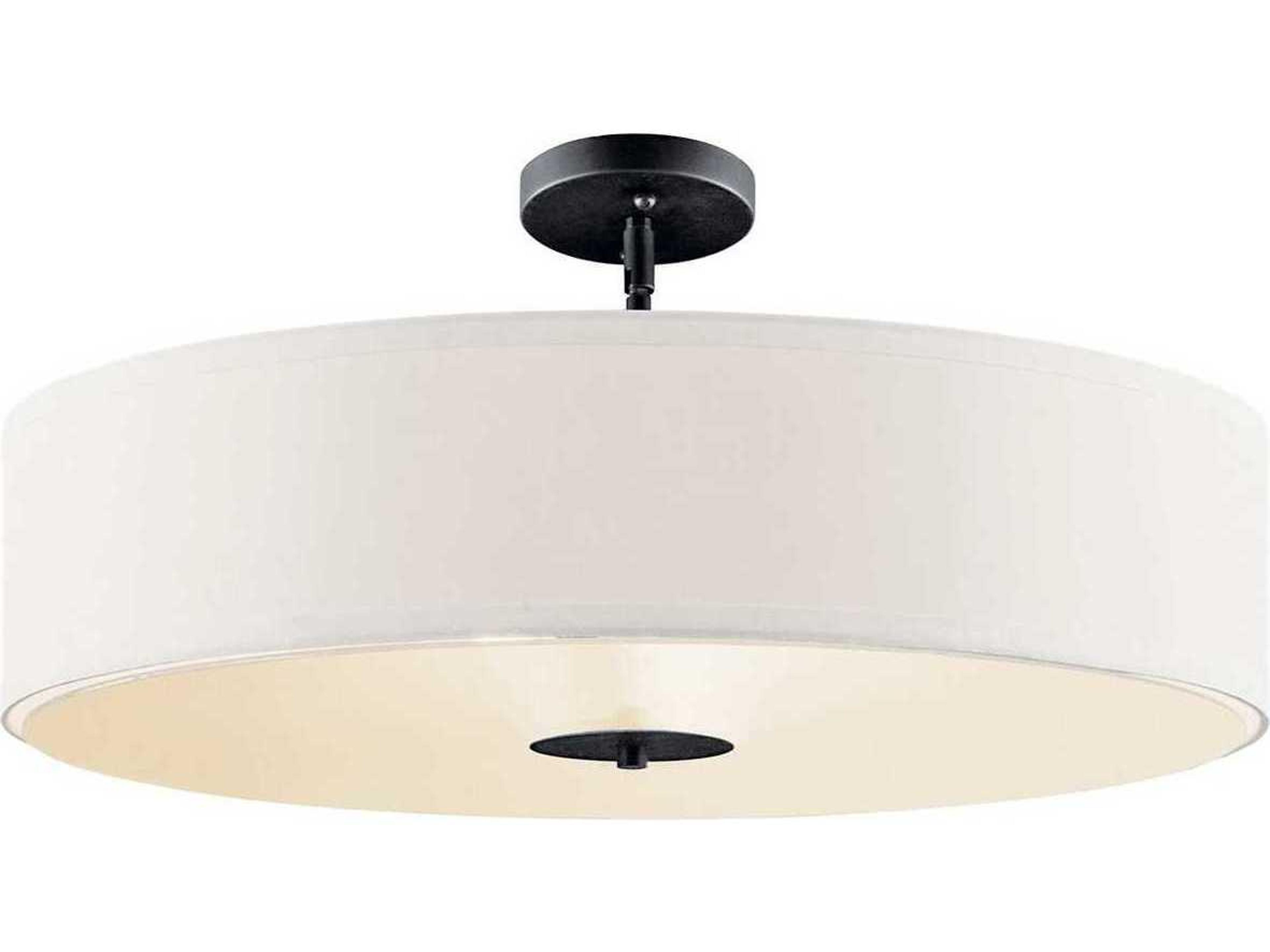 Kichler 3-Light Black Glass Drum Round Pendant