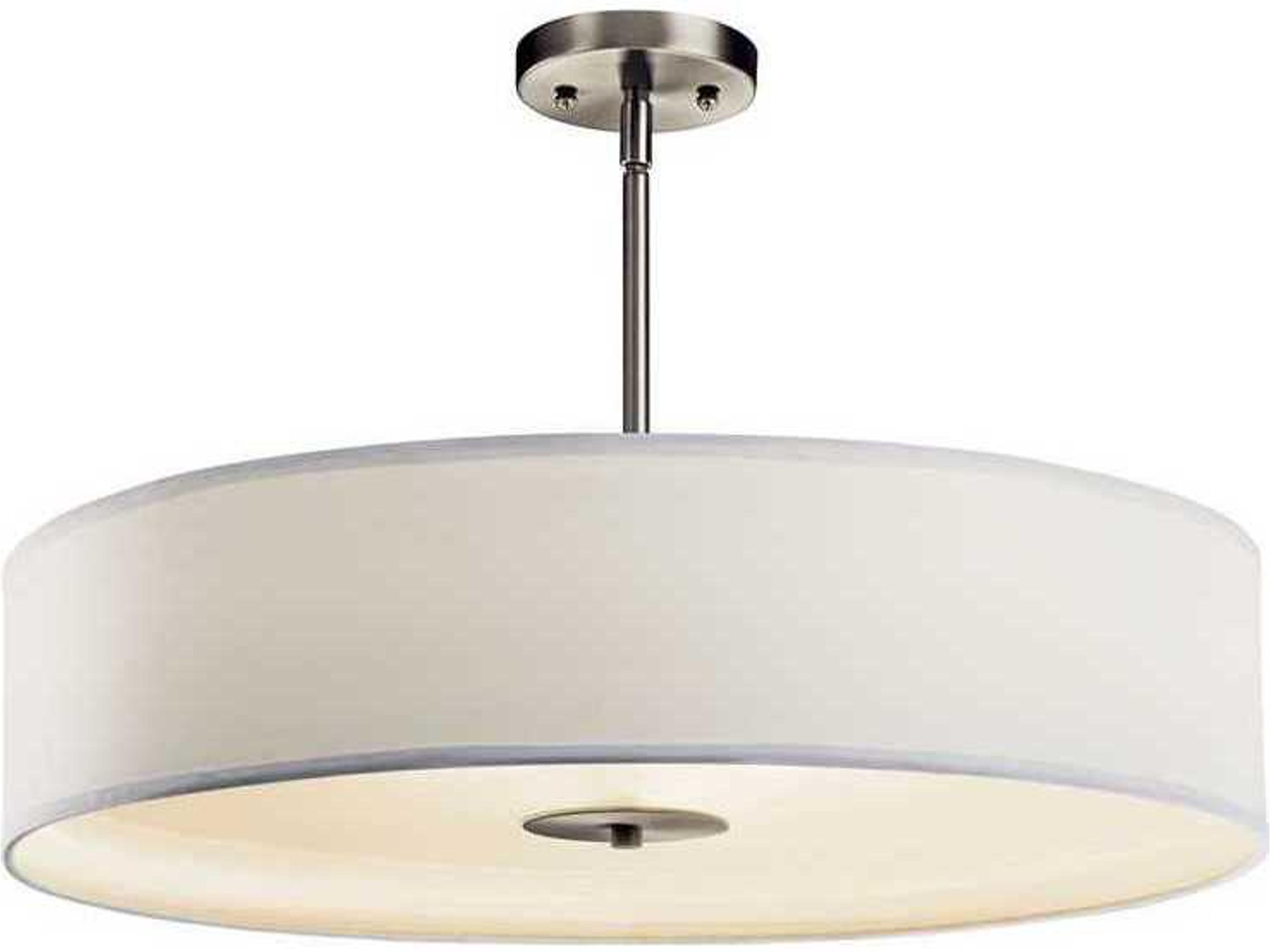 Kichler 3-Light Brushed Nickel Glass Drum Round Pendant