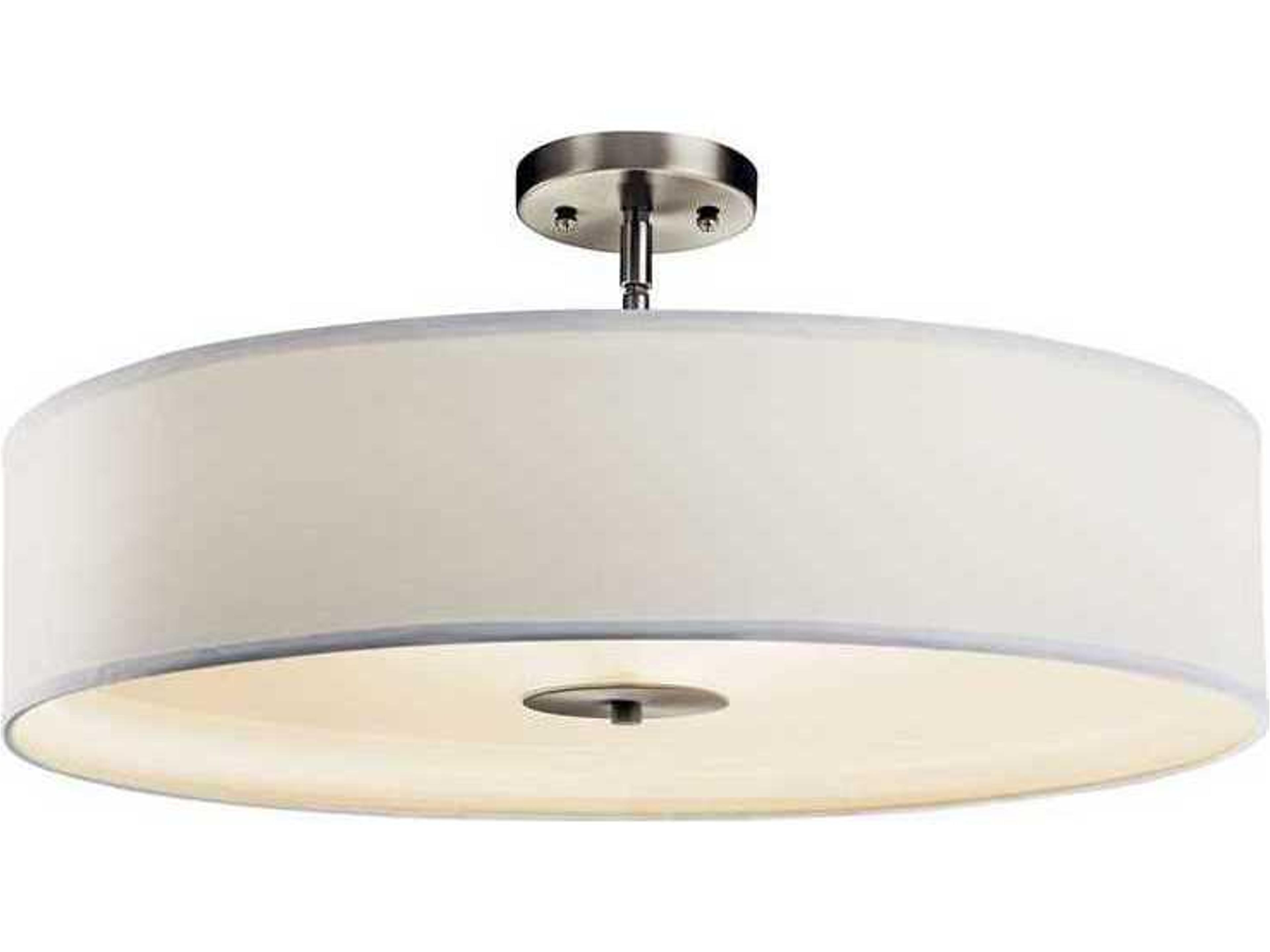 Kichler 3-Light Brushed Nickel Glass Drum Round Pendant
