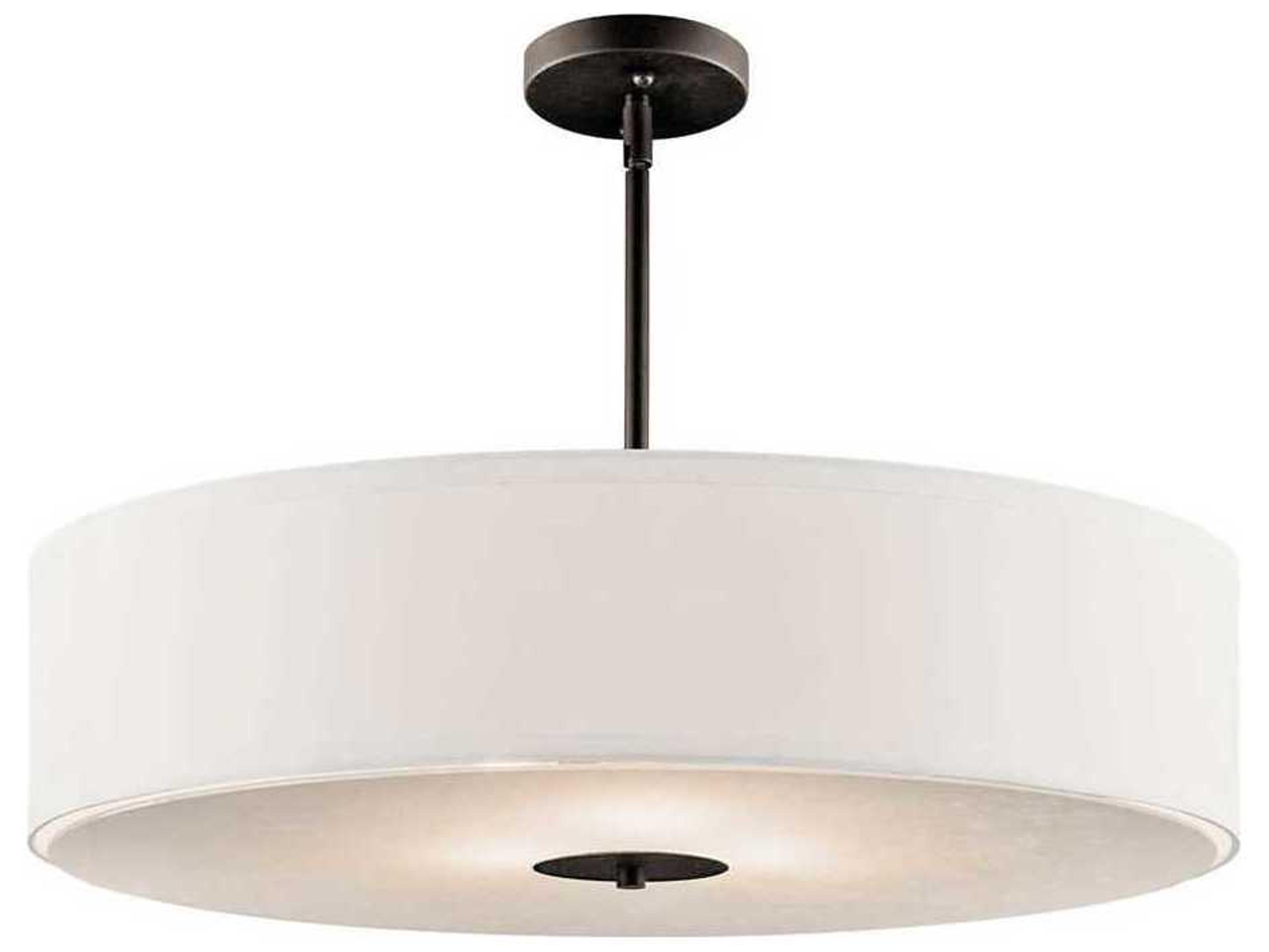 Kichler 3-Light Olde Bronze Glass Drum Round Pendant