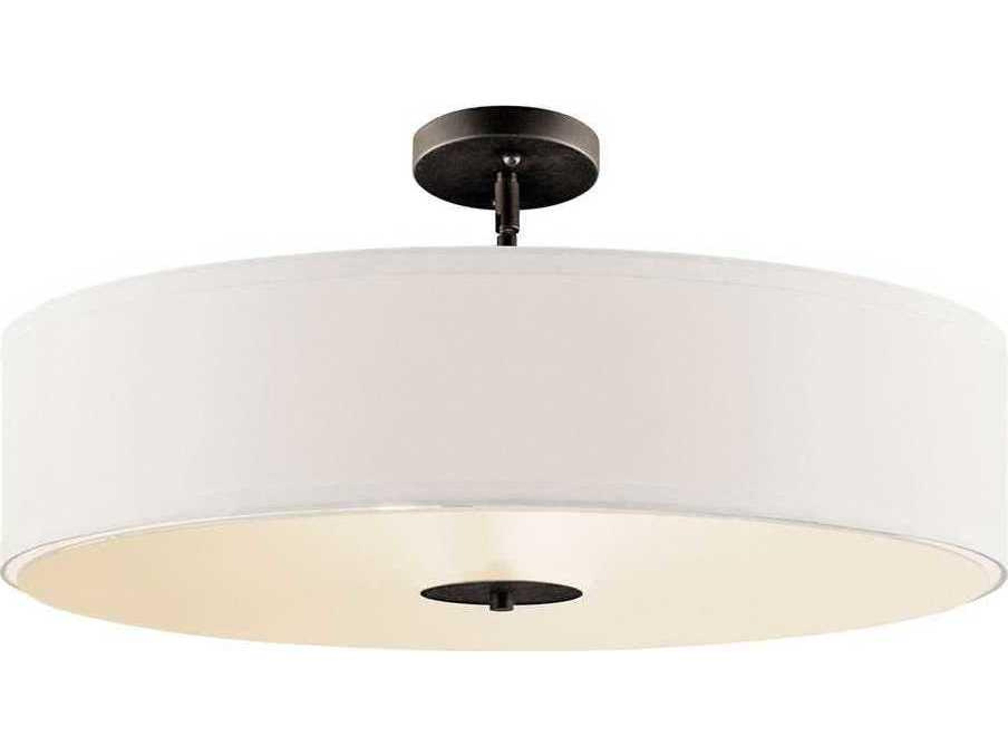 Kichler 3-Light Olde Bronze Glass Drum Round Pendant