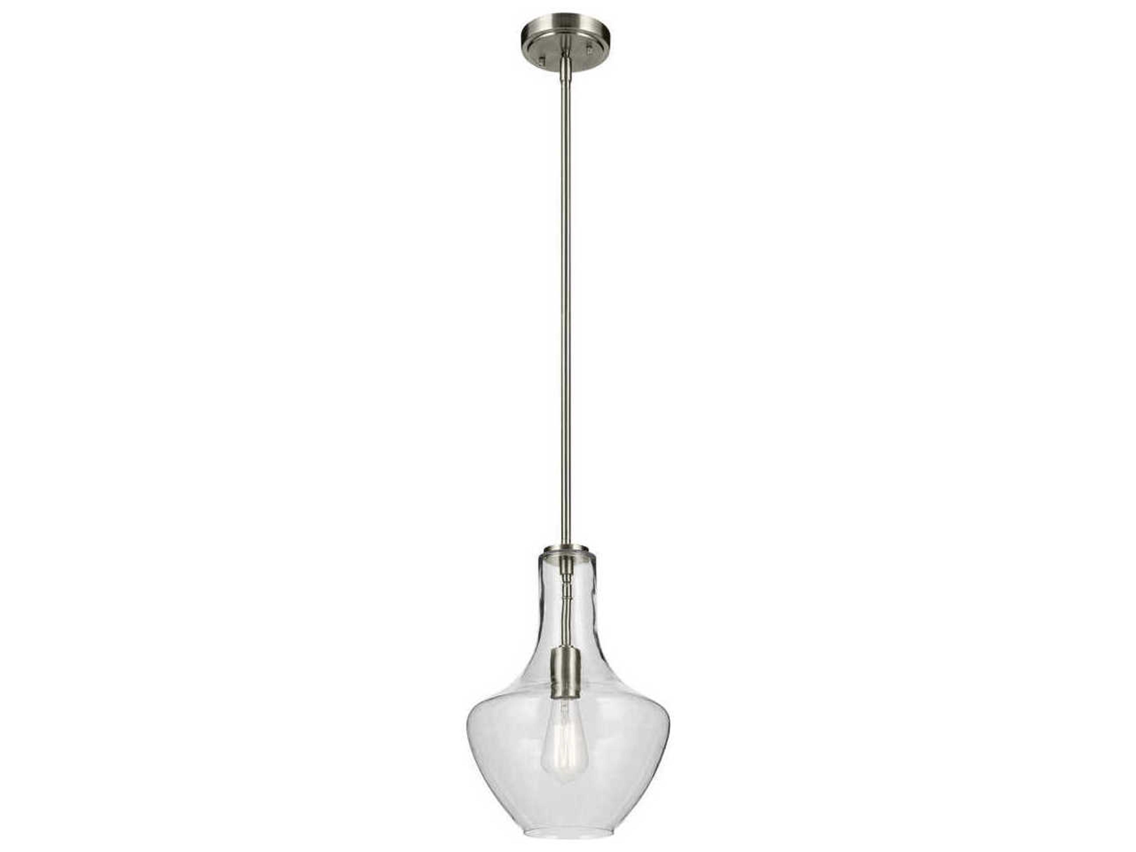 Everly 1-Light Brushed Nickel Bell Pendant