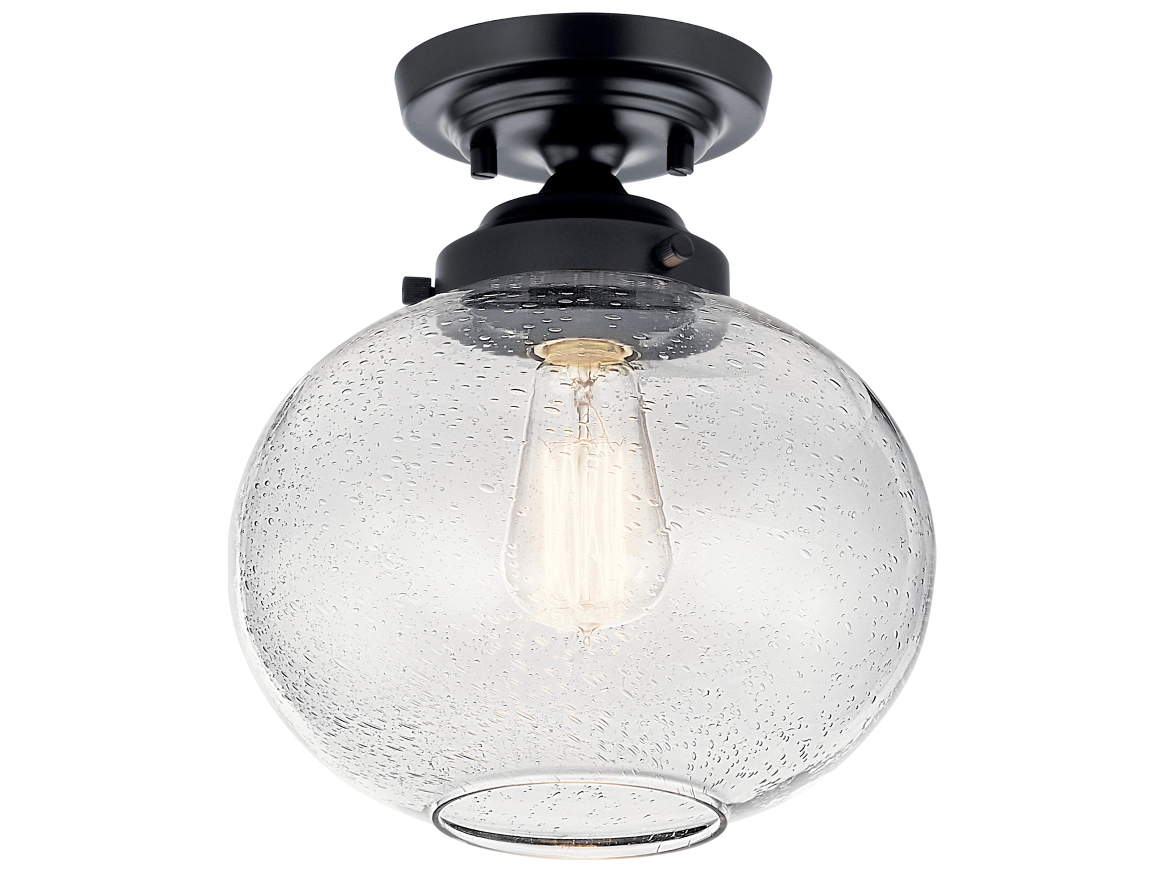 Avery 1-Light Black Globe Semi Flush Mount