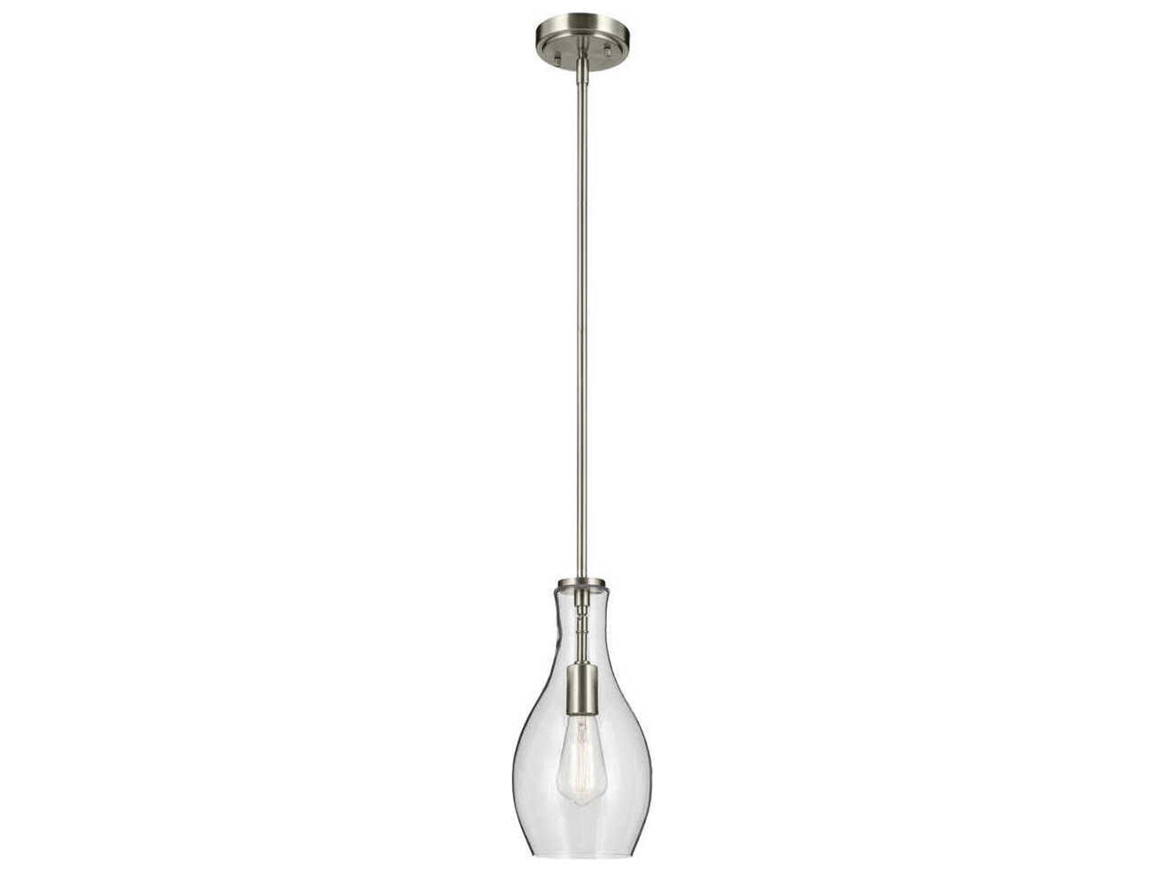 Everly 1-Light Brushed Nickel Bell Mini Pendant