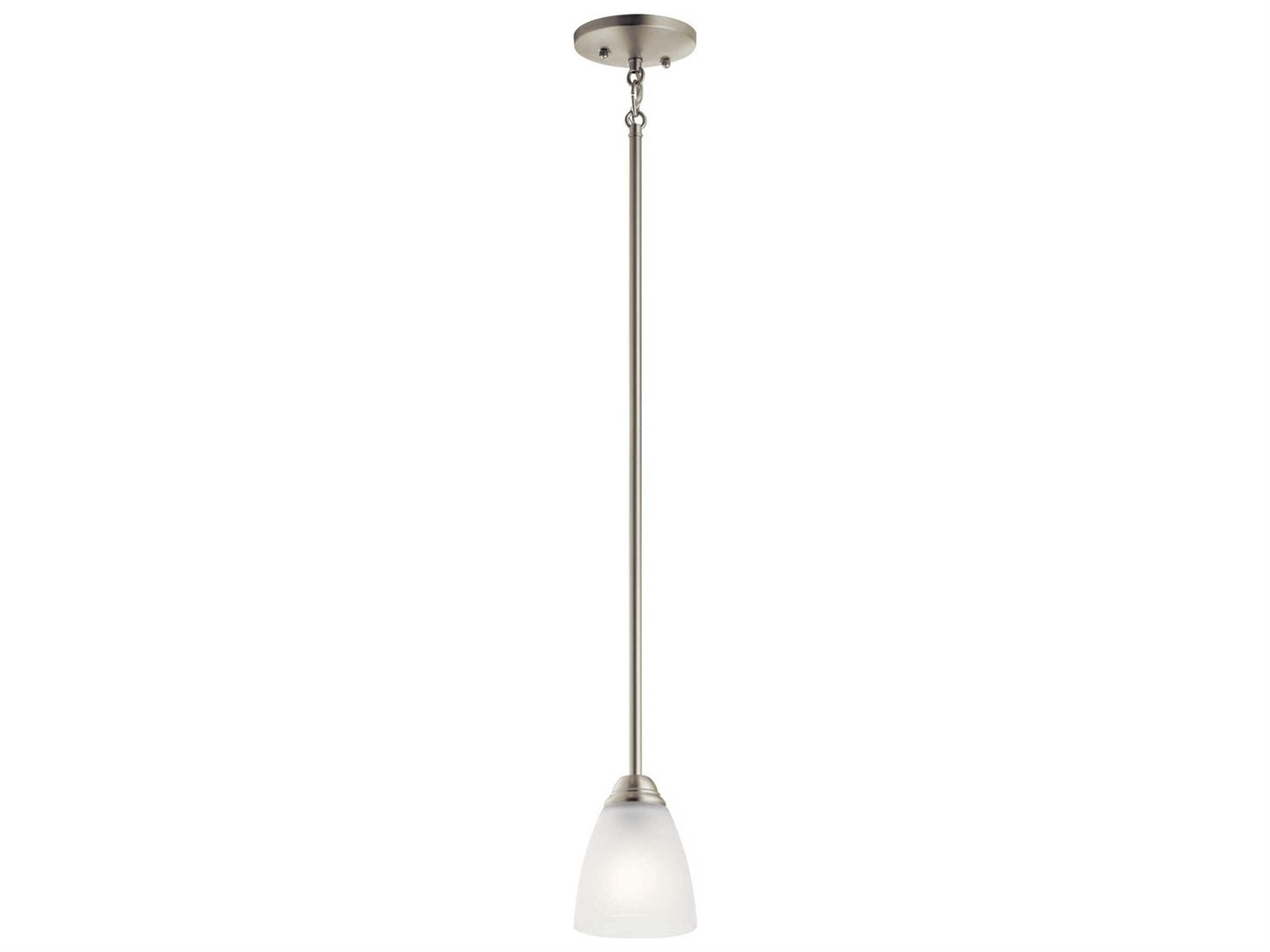 Jolie 1-Light Brushed Nickel Glass Bell Mini Pendant