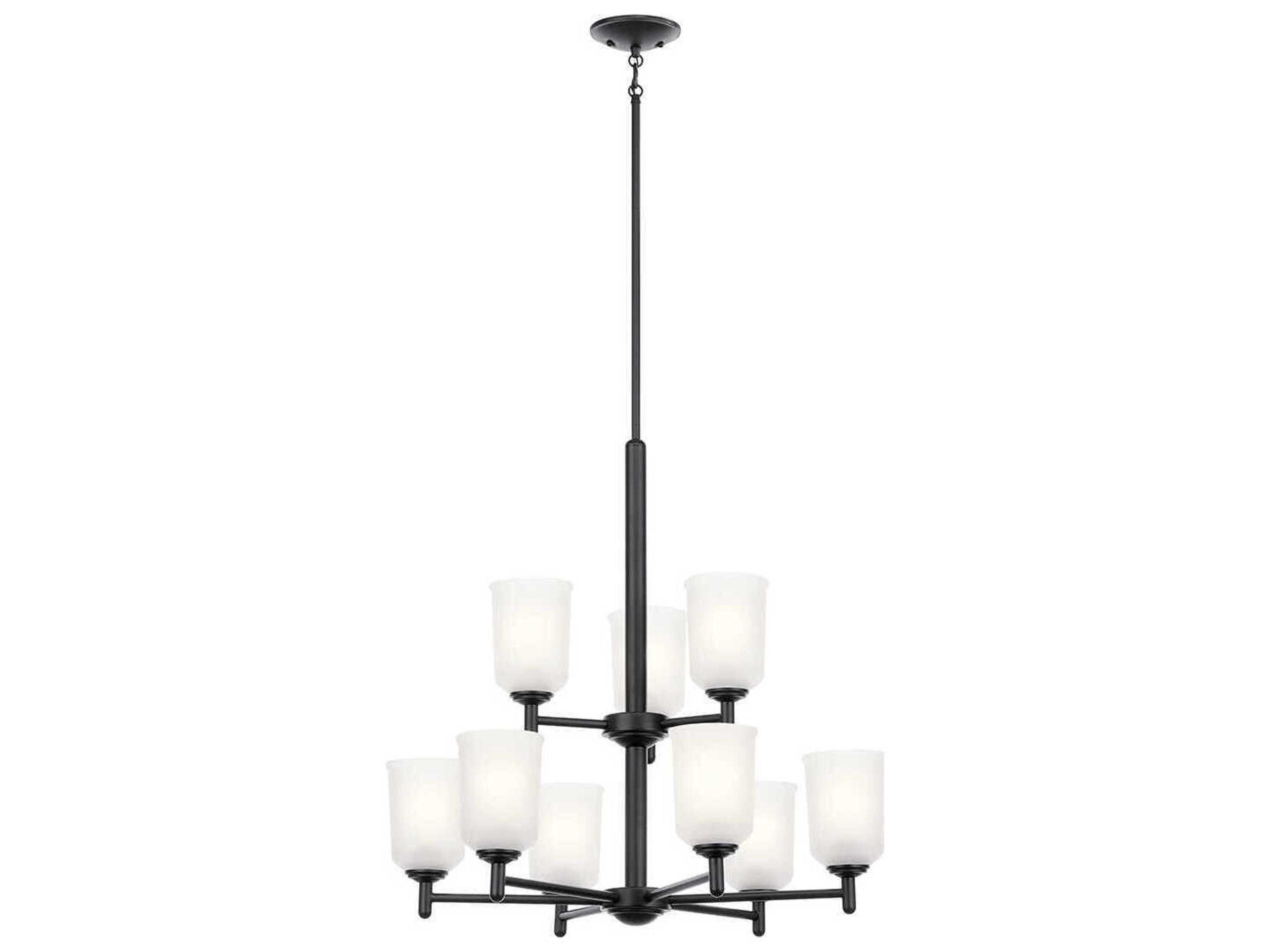 Shailene 9-Light Black Glass Bell Chandelier