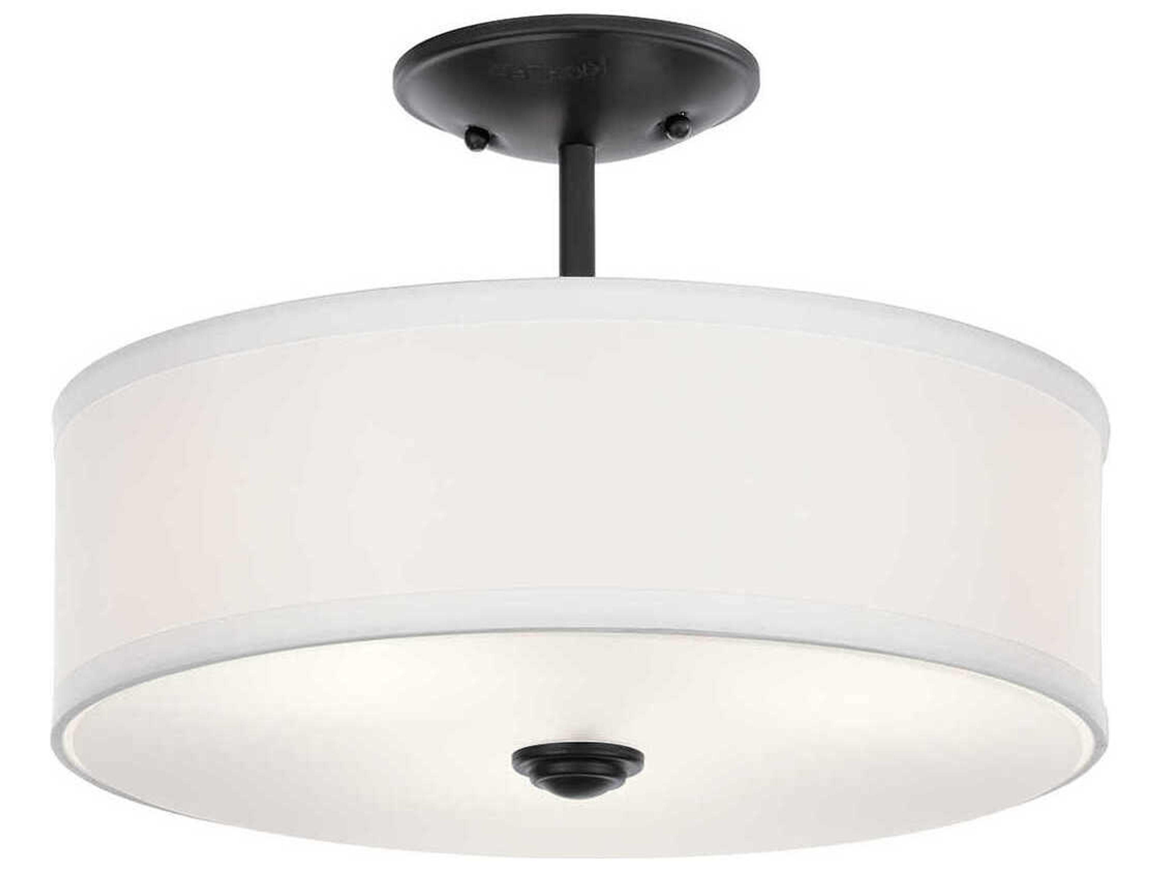 Shailene 3-Light Black Drum Semi Flush Mount