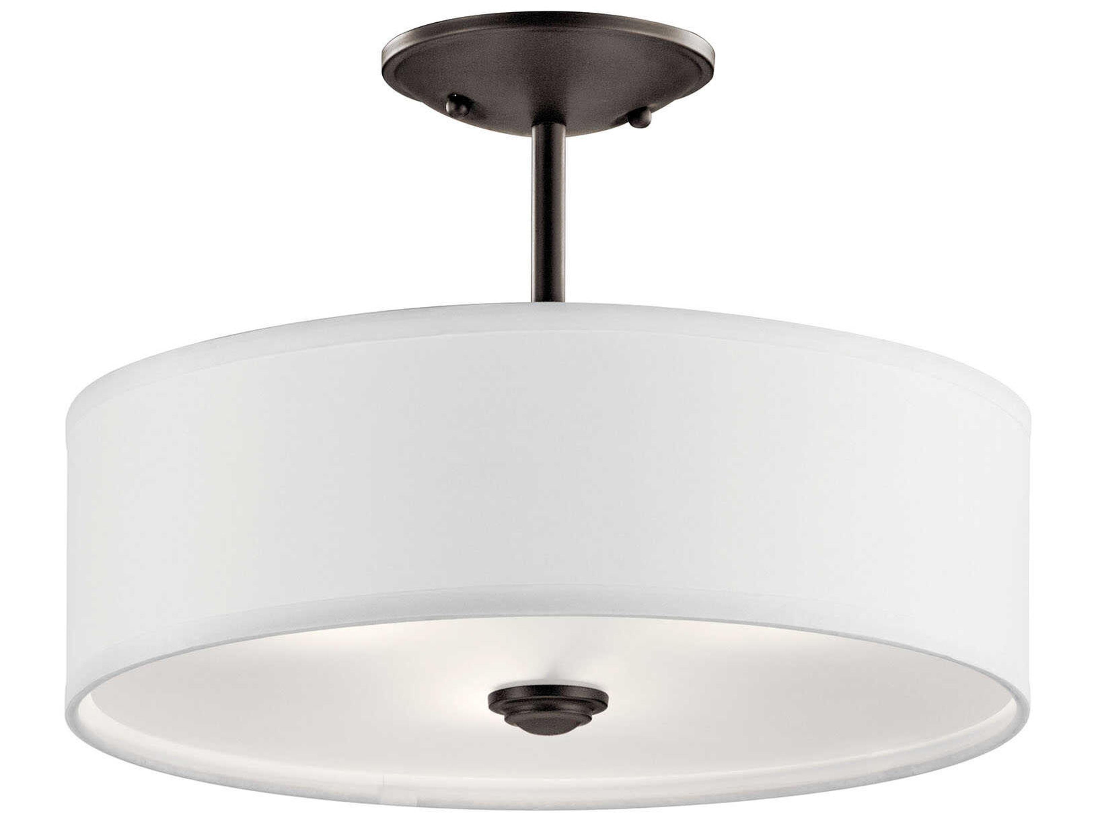 Shailene 3-Light Olde Bronze Glass Drum Semi Flush Mount