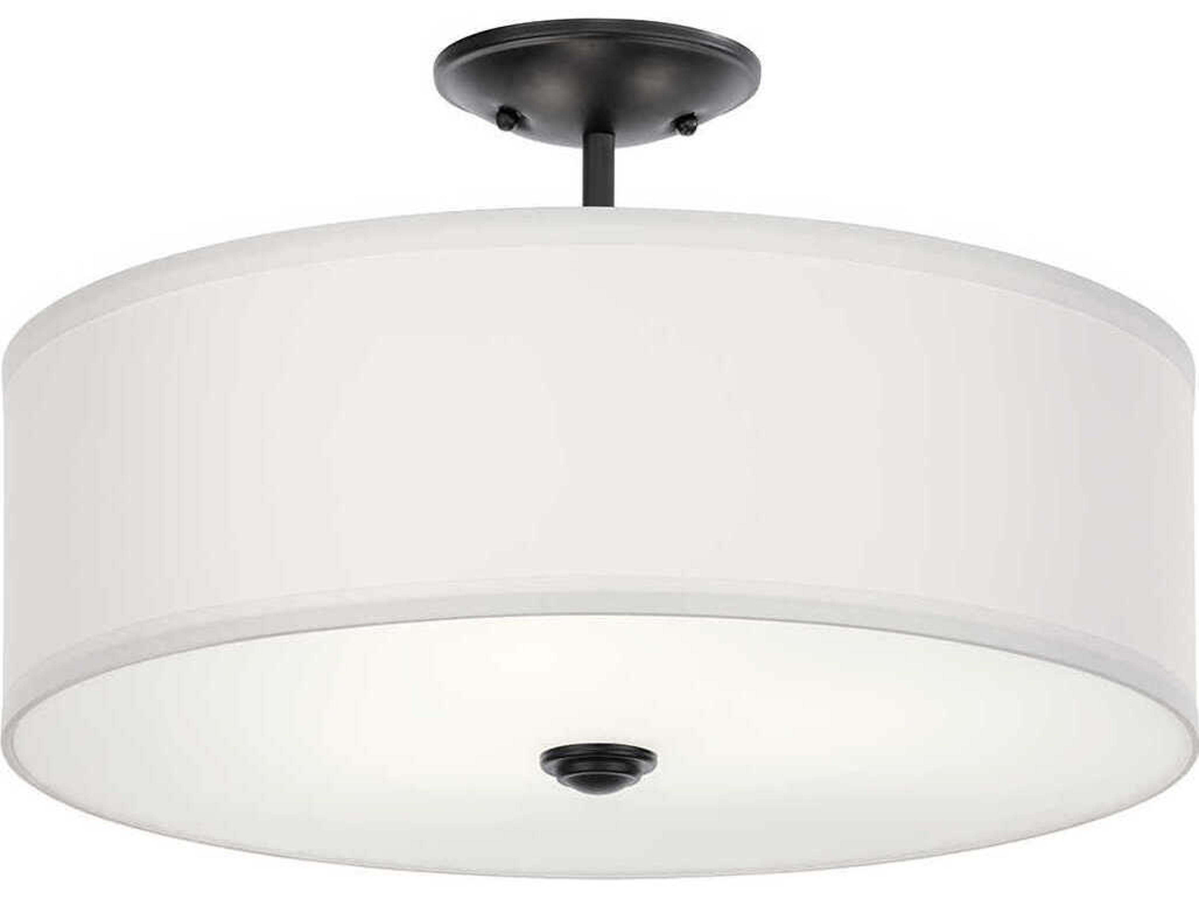 Shailene 3-Light Black Drum Semi Flush Mount