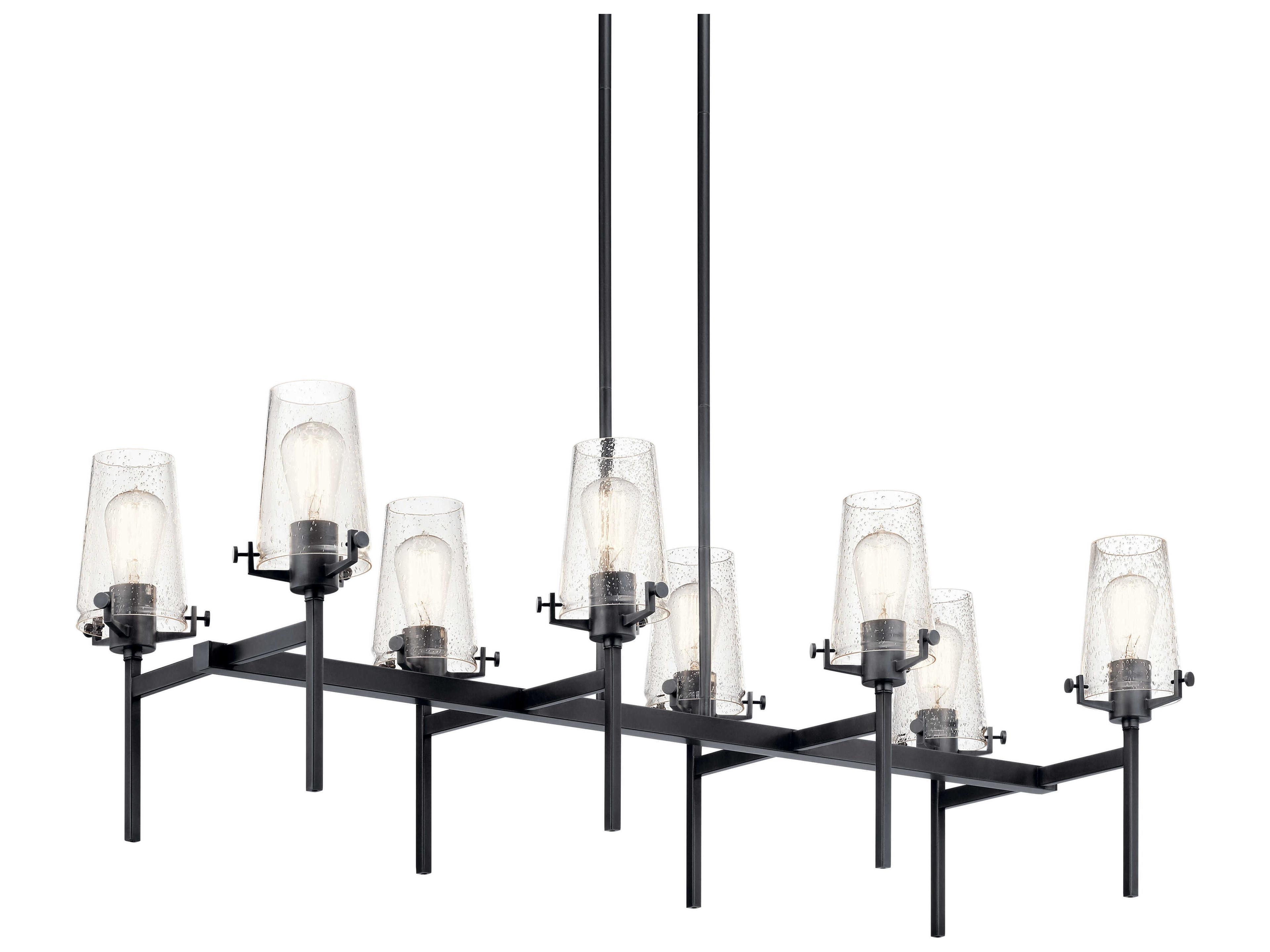 Kichler Alton 8-Light Black Glass Linear Island Pendant