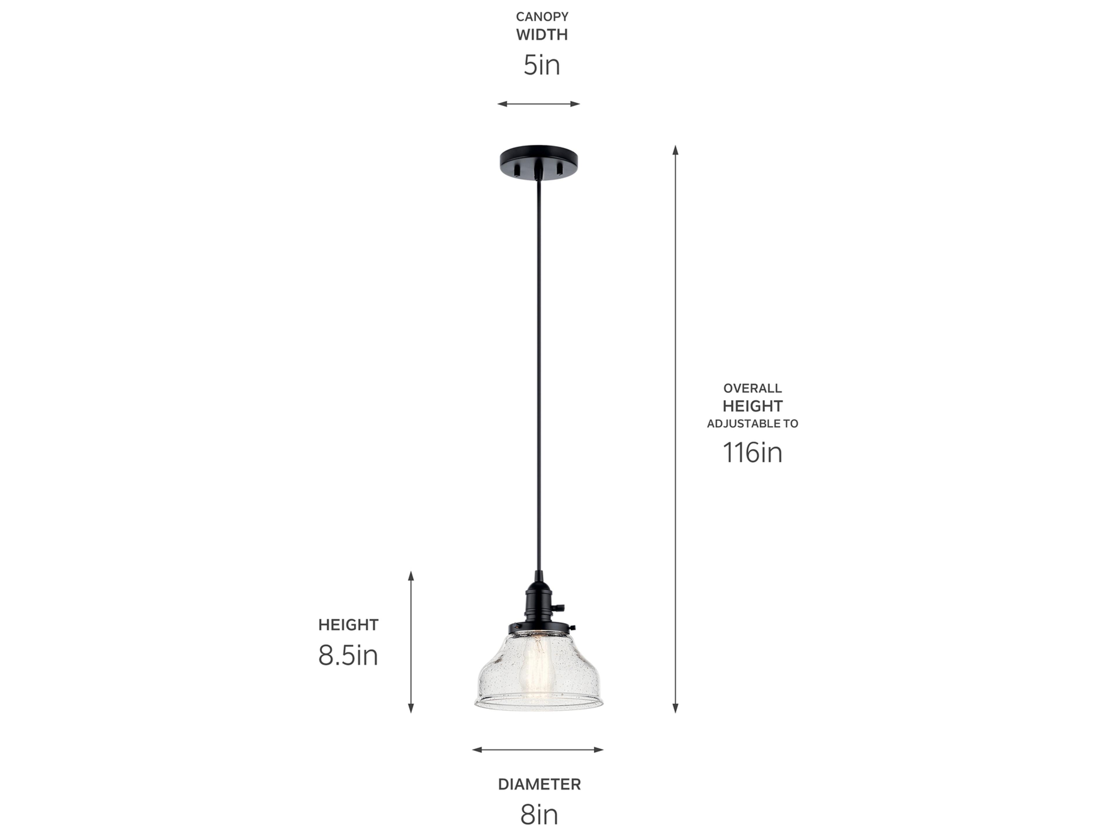 Kichler Avery 1-Light Black Dome Mini Pendant