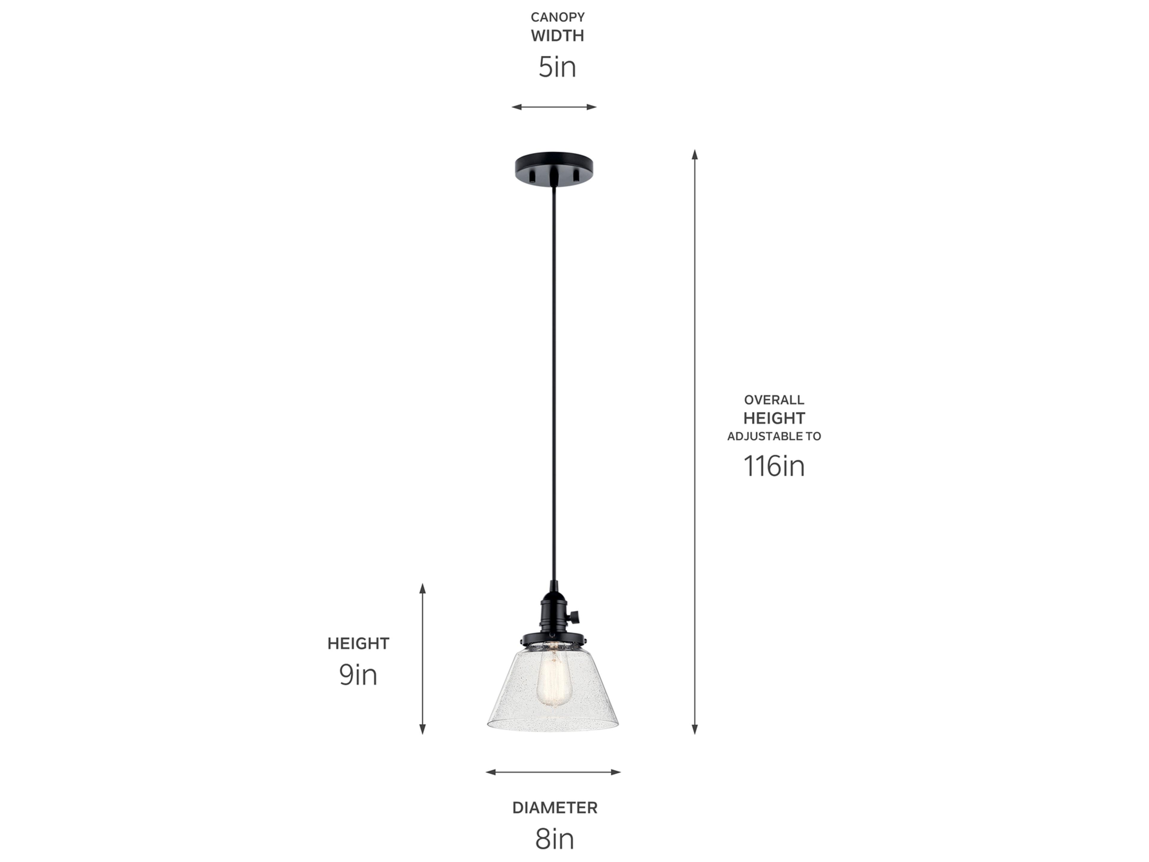 Kichler Avery 1-Light Black Mini Pendant