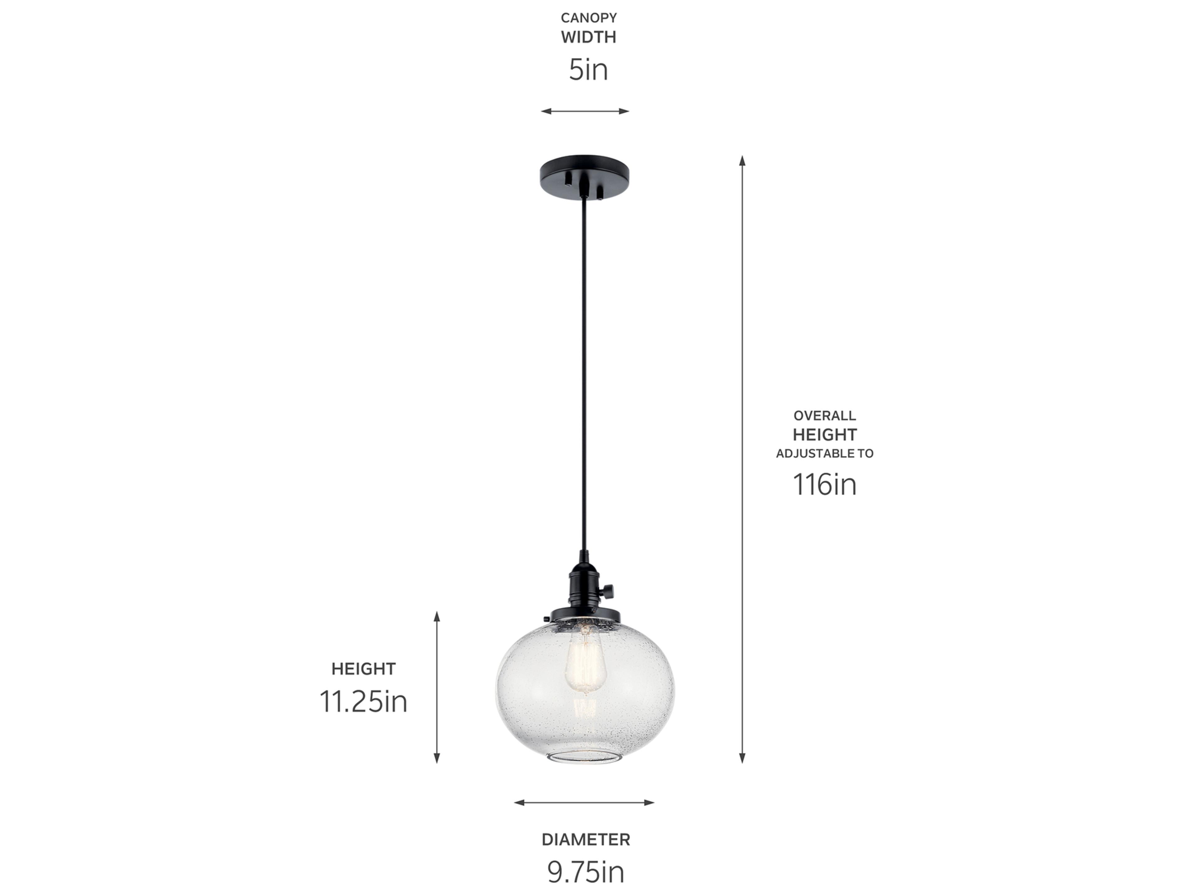 Kichler Avery 1-Light Black Globe Mini Pendant