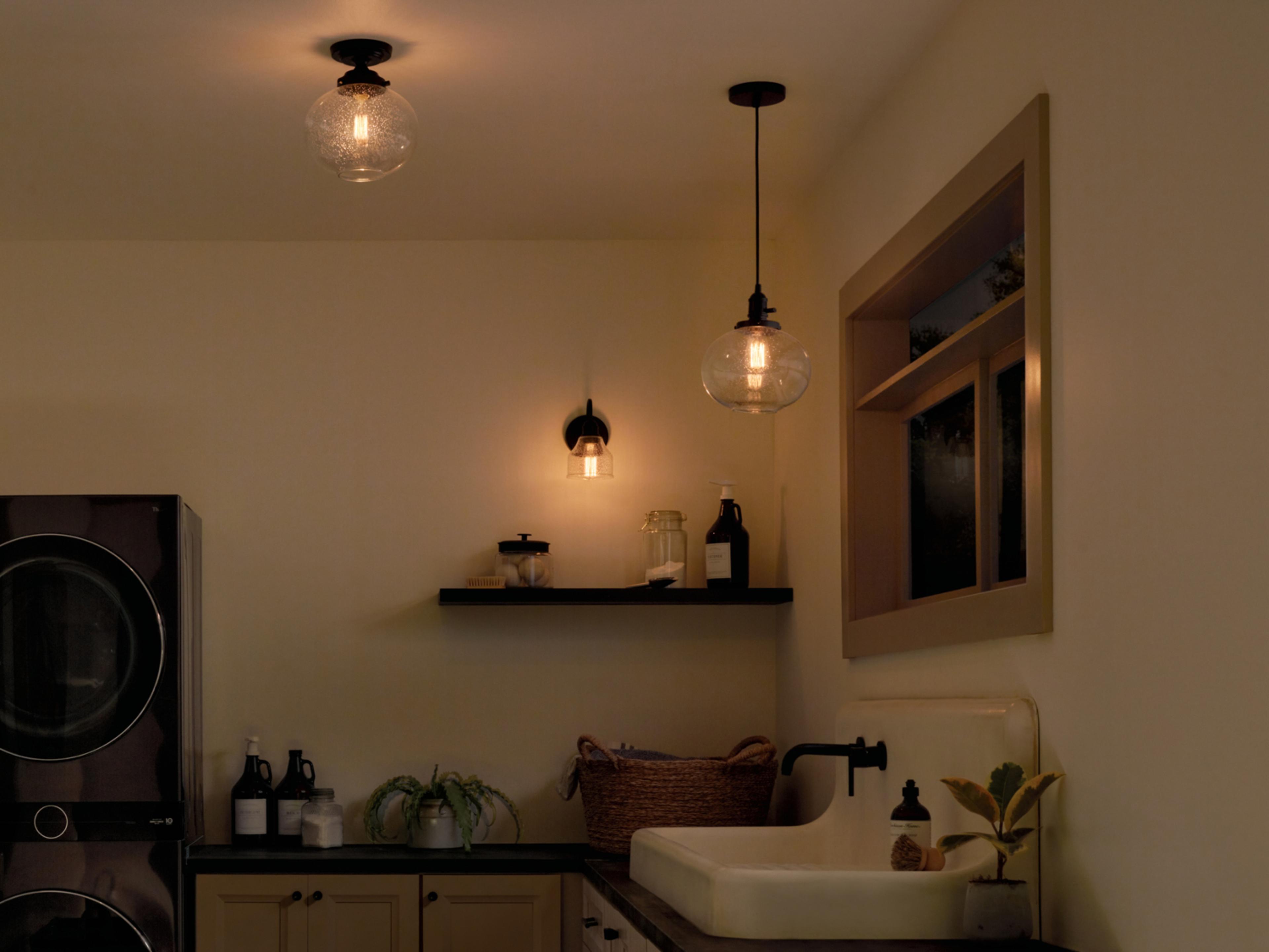 Kichler Avery 1-Light Black Globe Mini Pendant