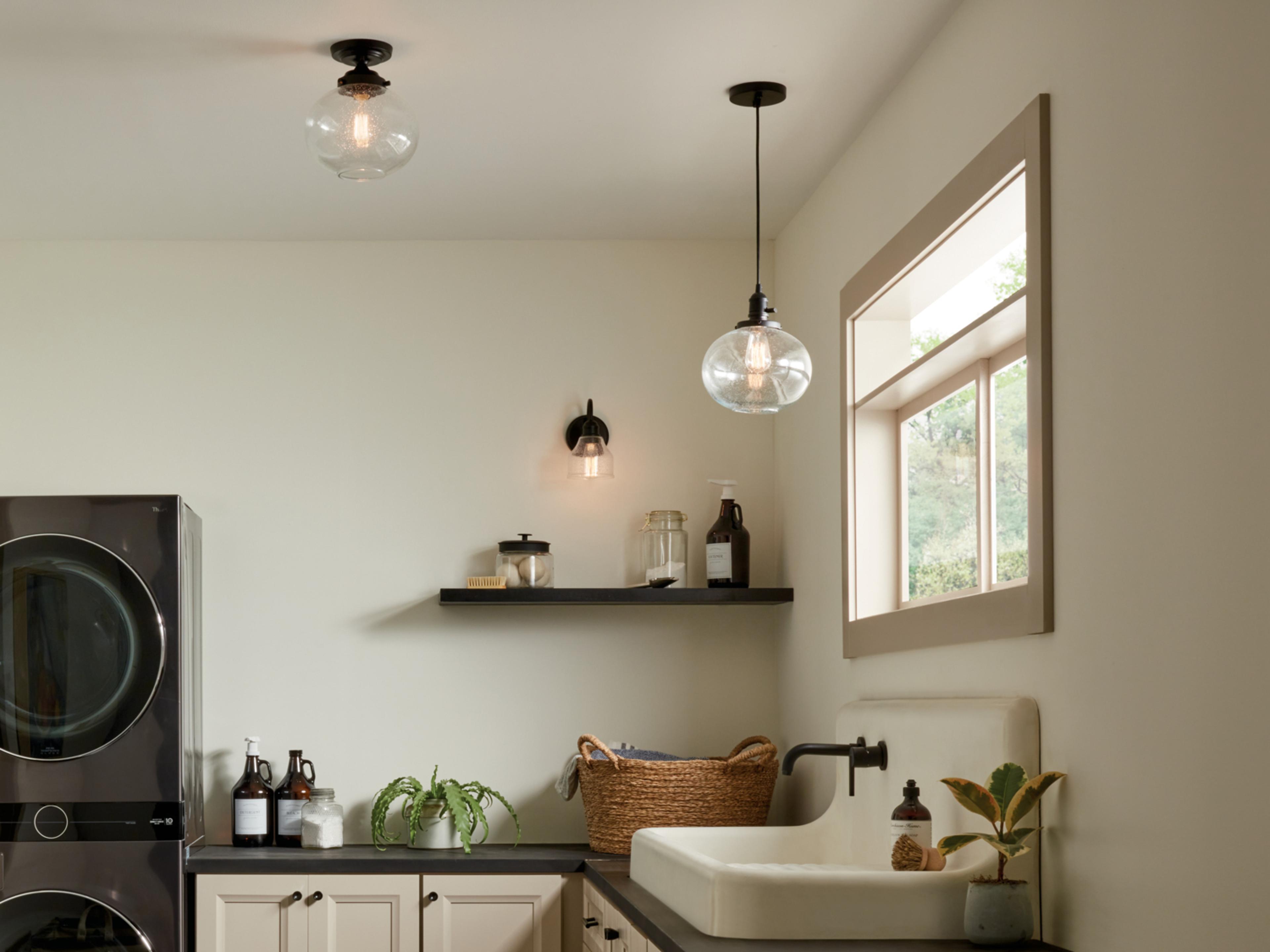 Kichler Avery 1-Light Black Globe Mini Pendant