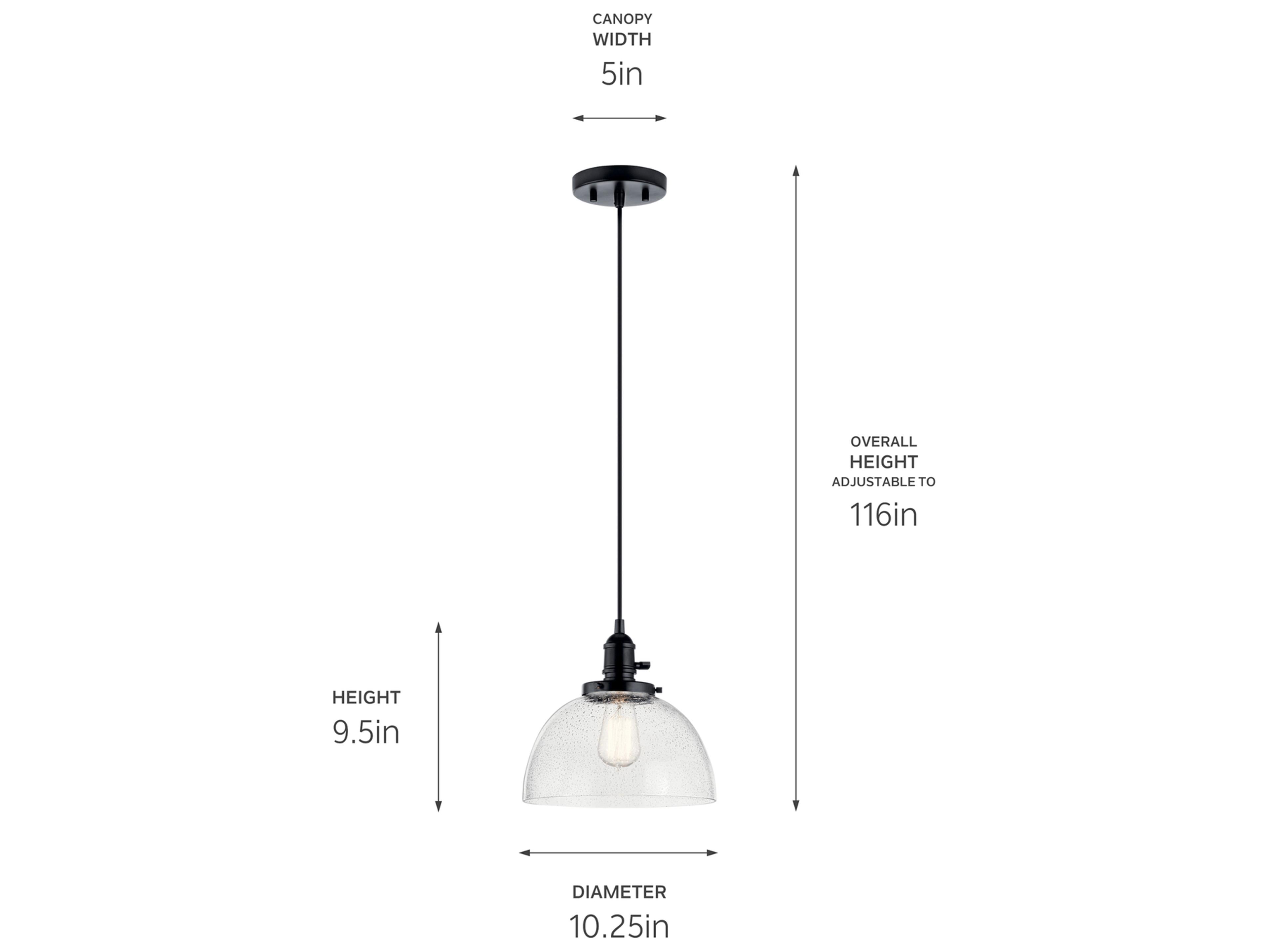 Kichler Avery 1-Light Black Dome Mini Pendant