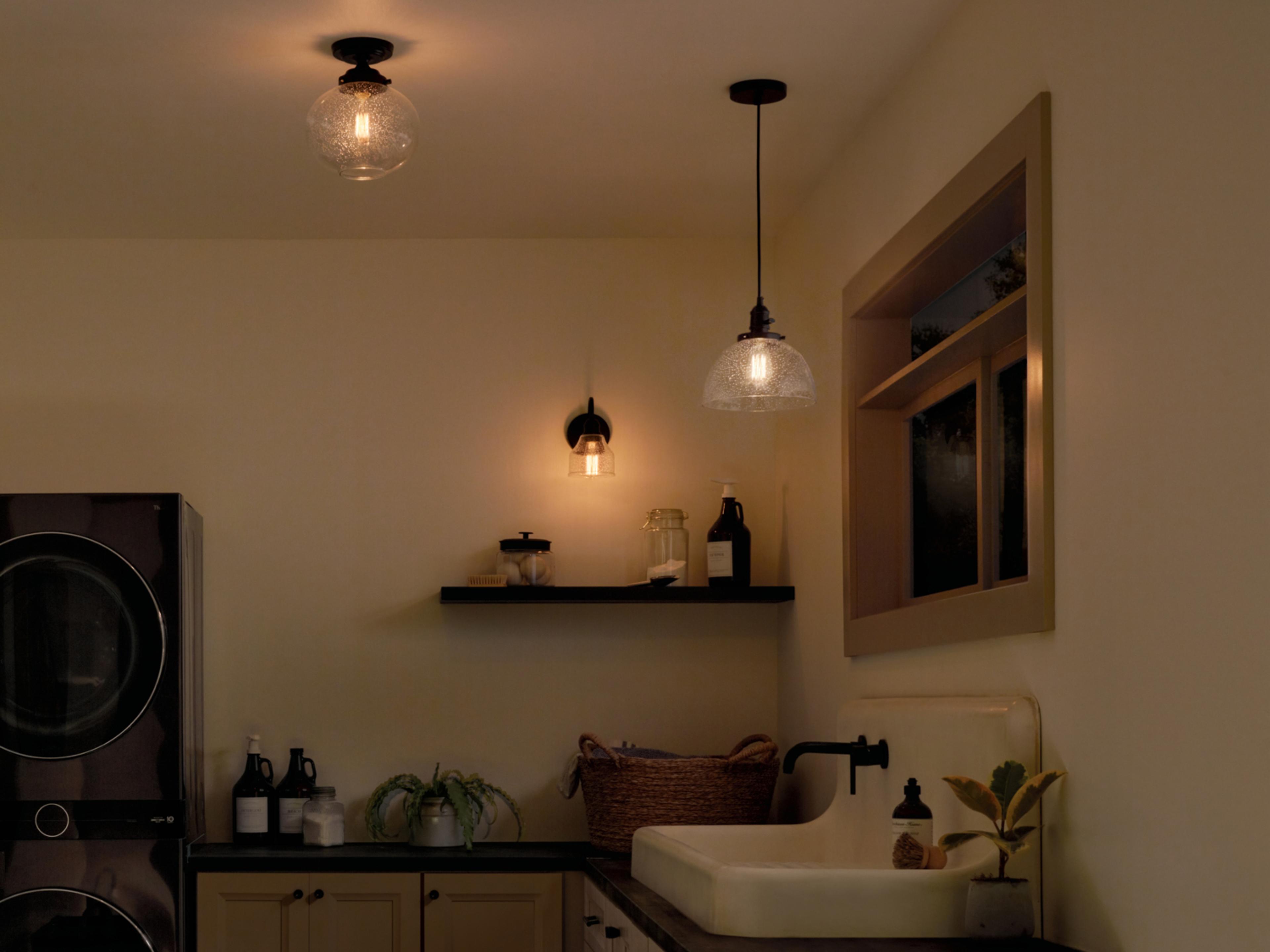 Kichler Avery 1-Light Black Dome Mini Pendant