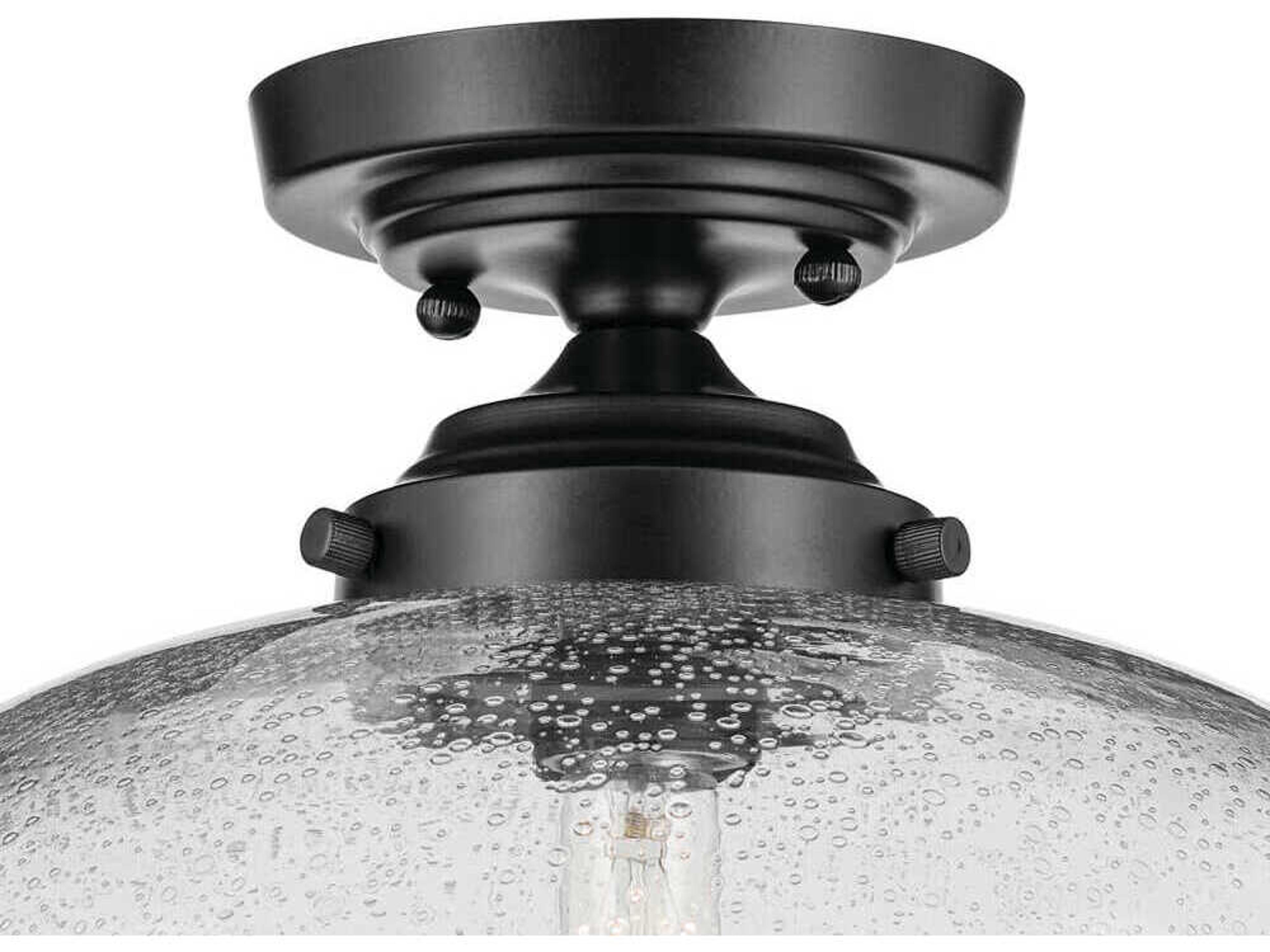 Kichler Avery 1-Light Black Globe Semi Flush Mount