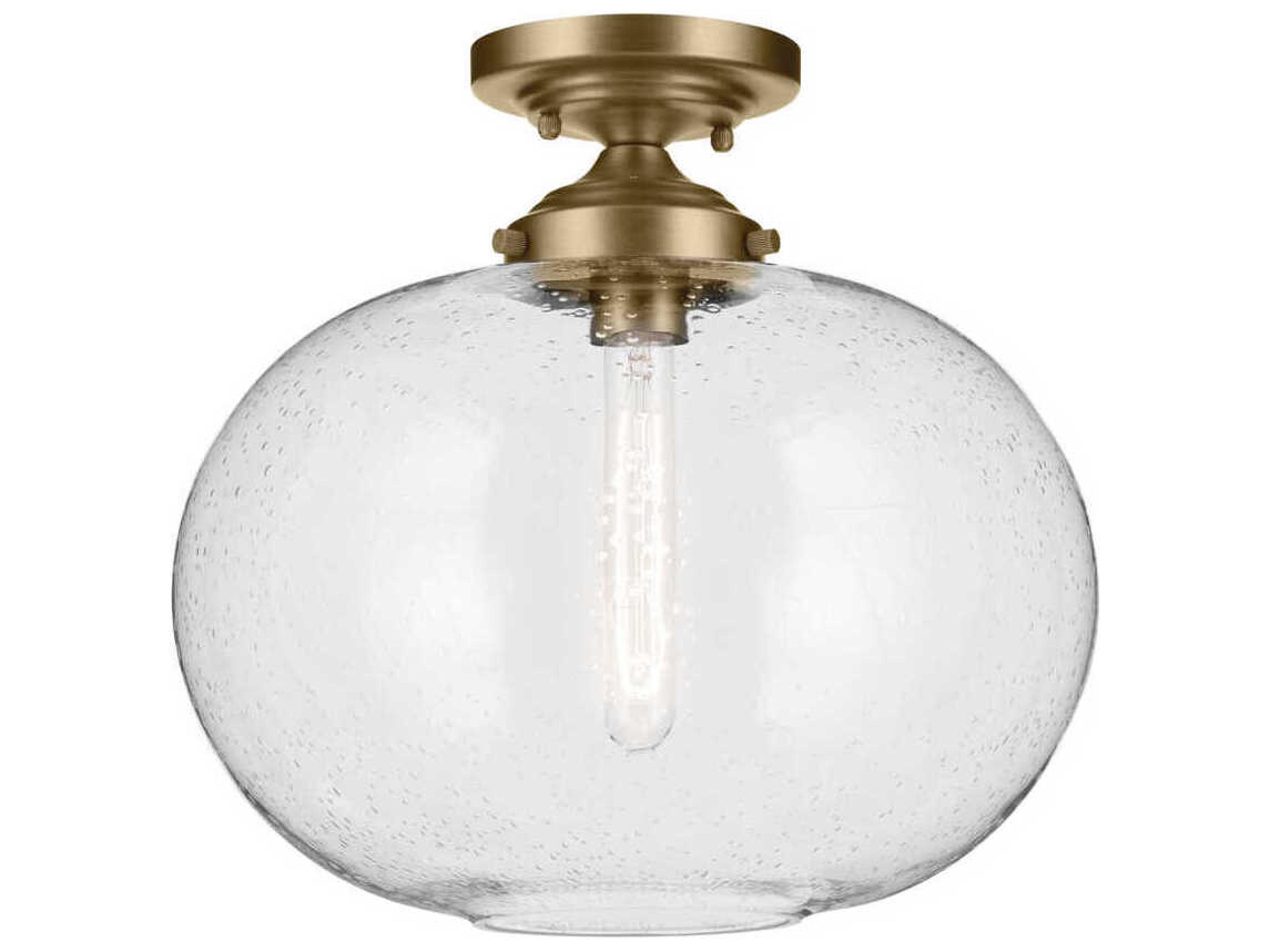 Avery 1-Light Natural Brass Globe Semi Flush Mount