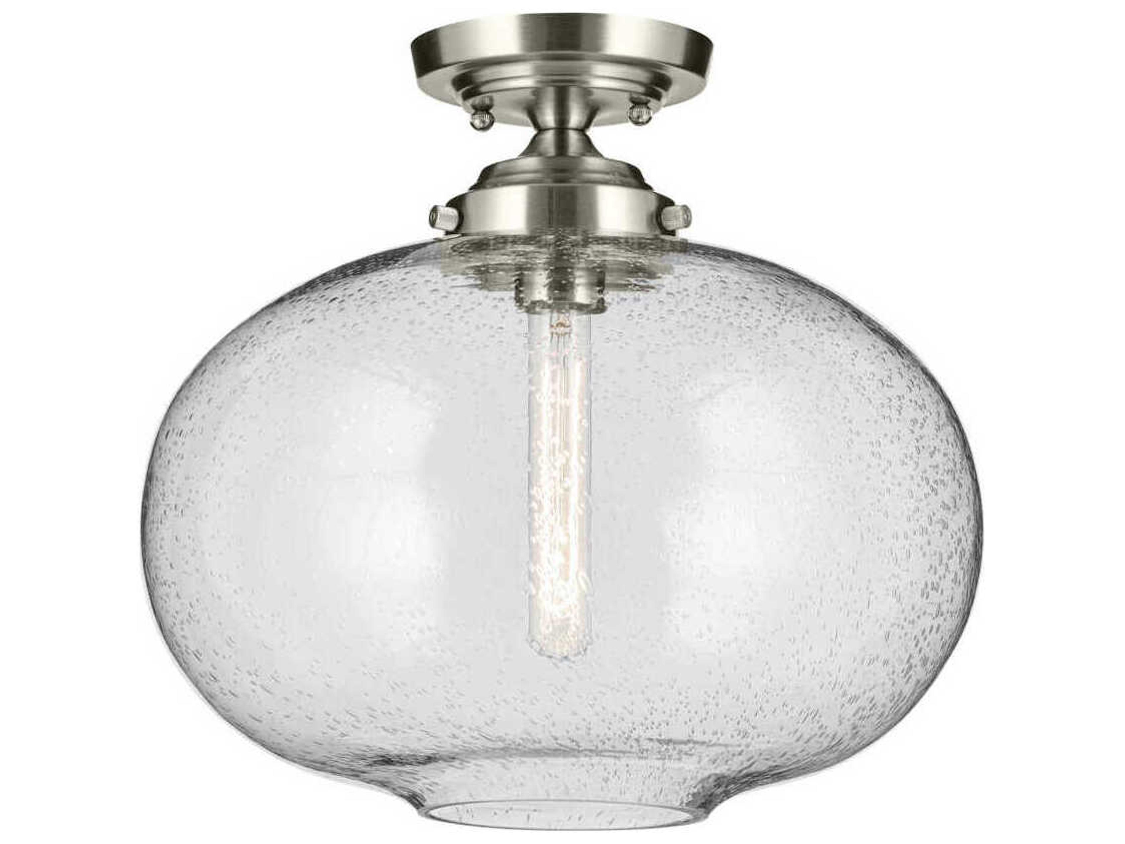 Avery 1-Light Brushed Nickel Globe Semi Flush Mount