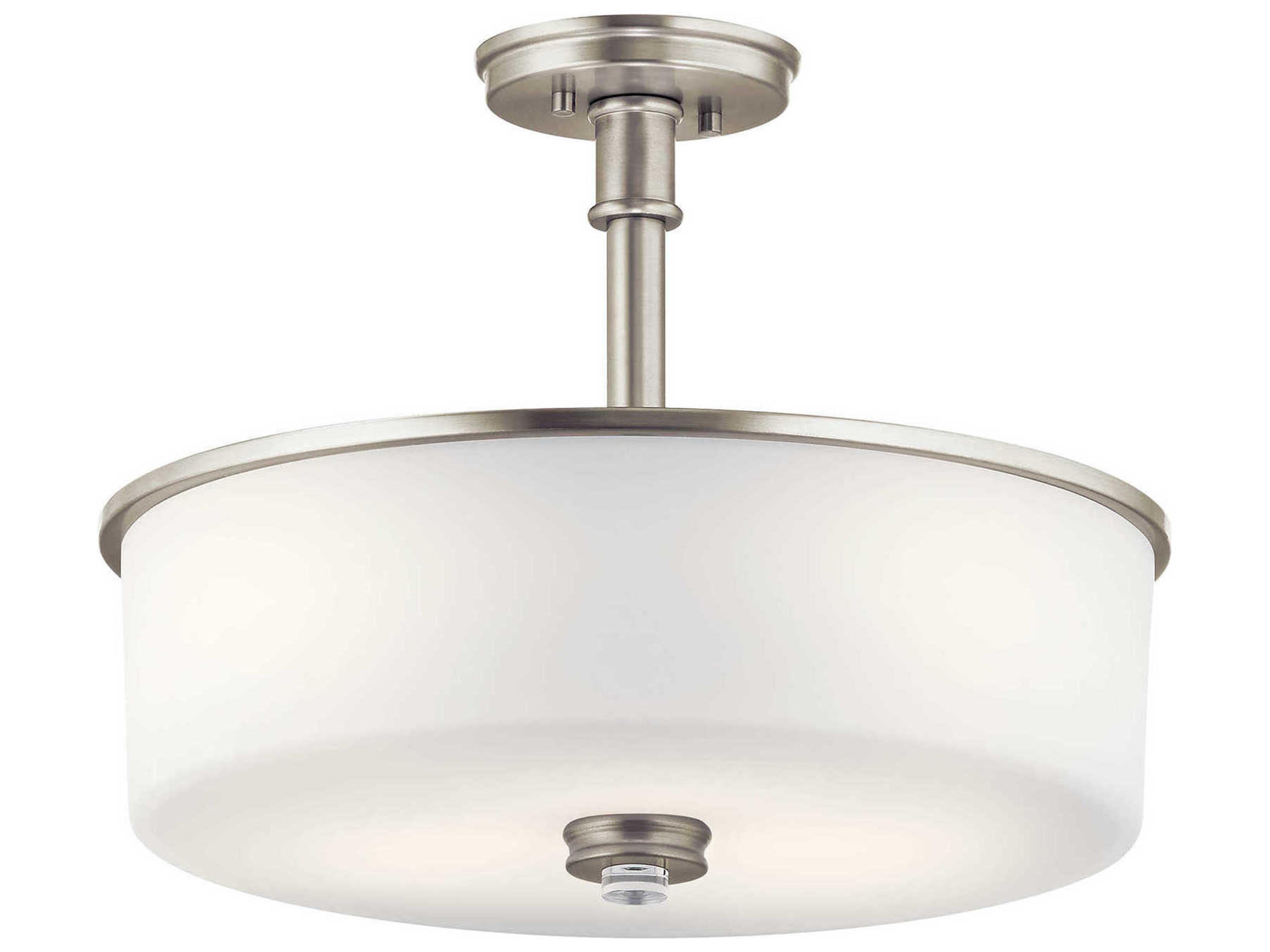 Kichler Joelson 3-Light Brushed Nickel Glass Drum Round Pendant