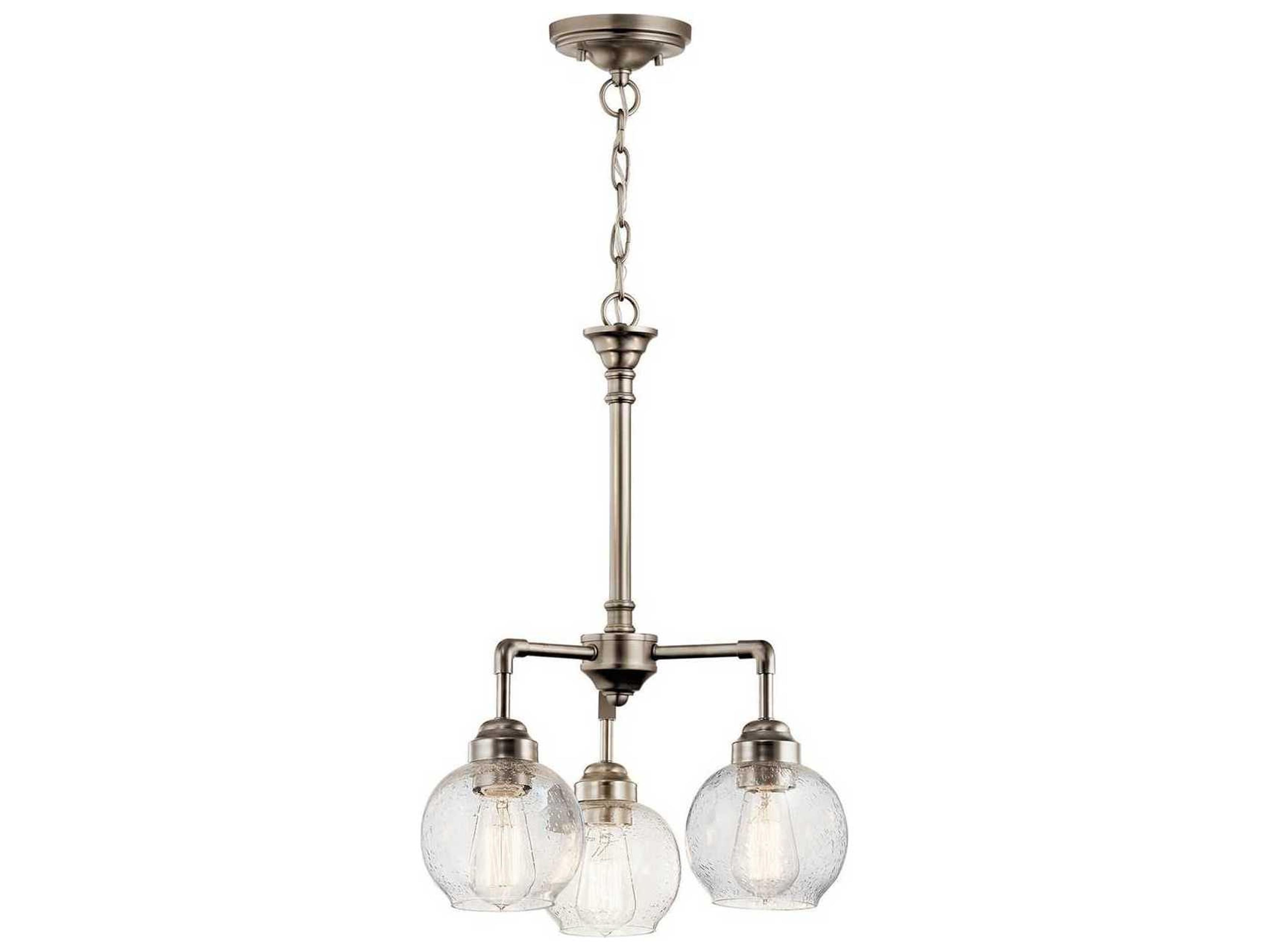 Kichler Niles 3-Light Antique Pewter Glass Globe Round Pendant