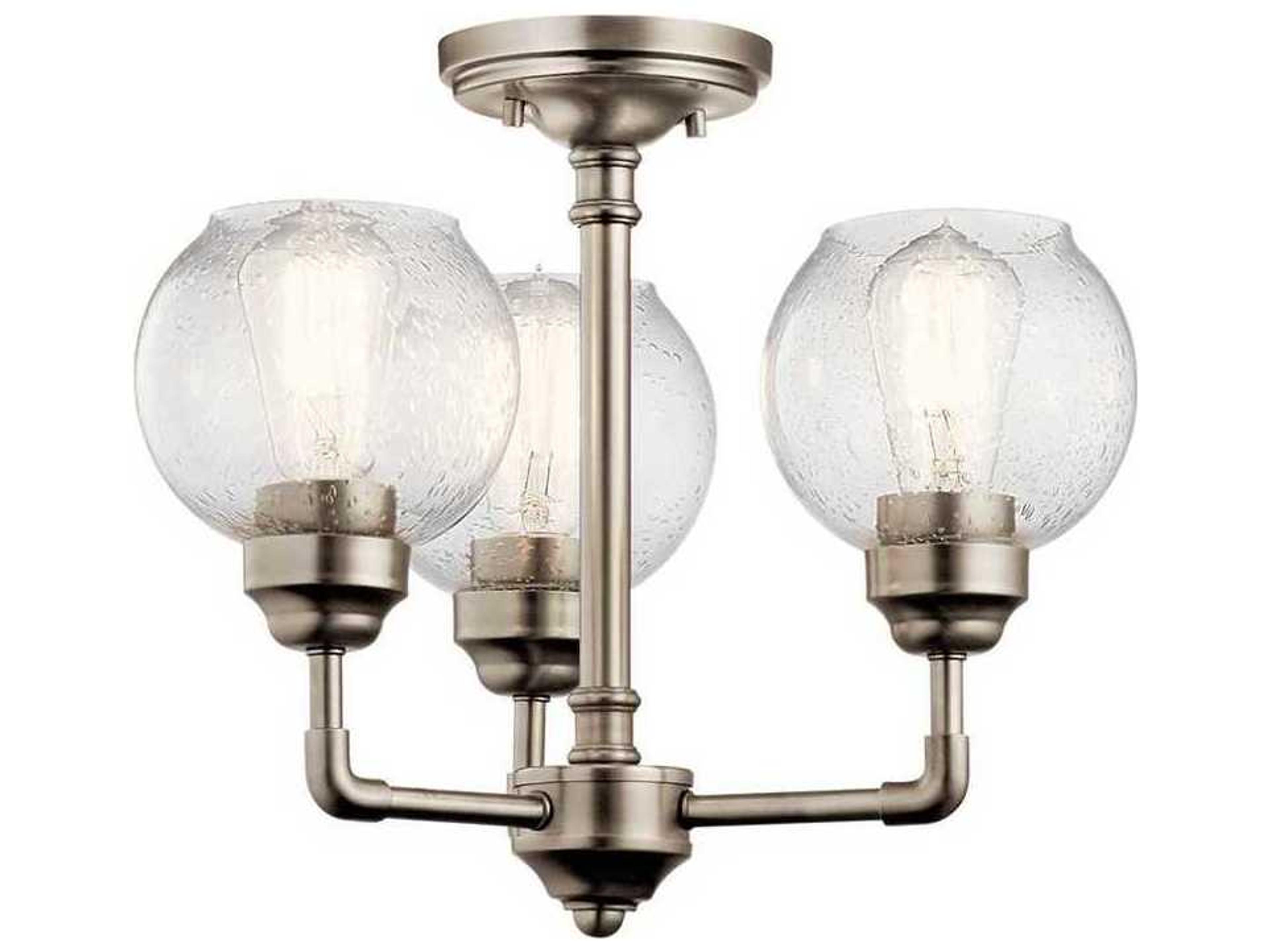 Kichler Niles 3-Light Antique Pewter Glass Globe Round Pendant