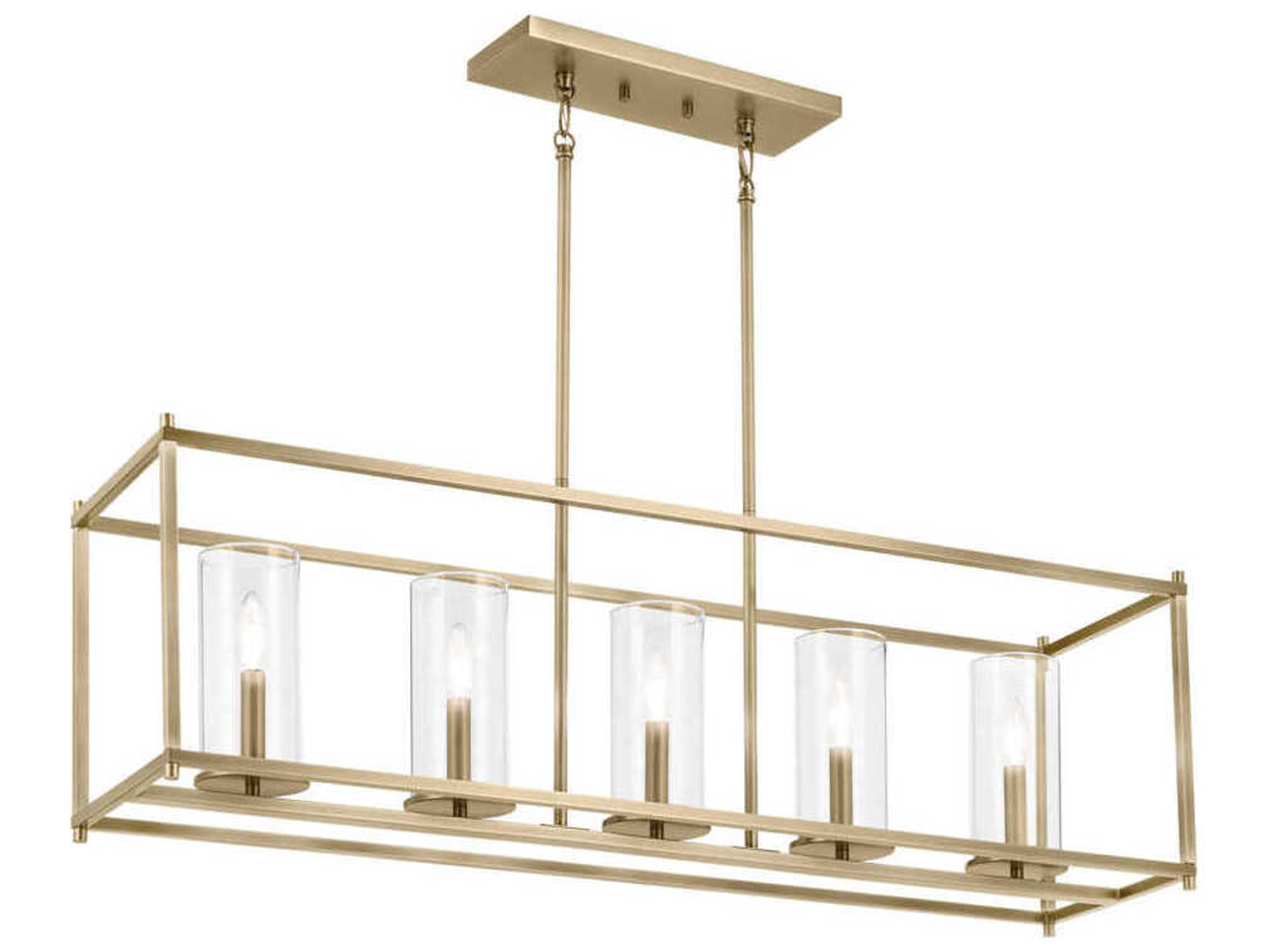 Crosby 5-Light Natural Brass Cylinder Island Pendant