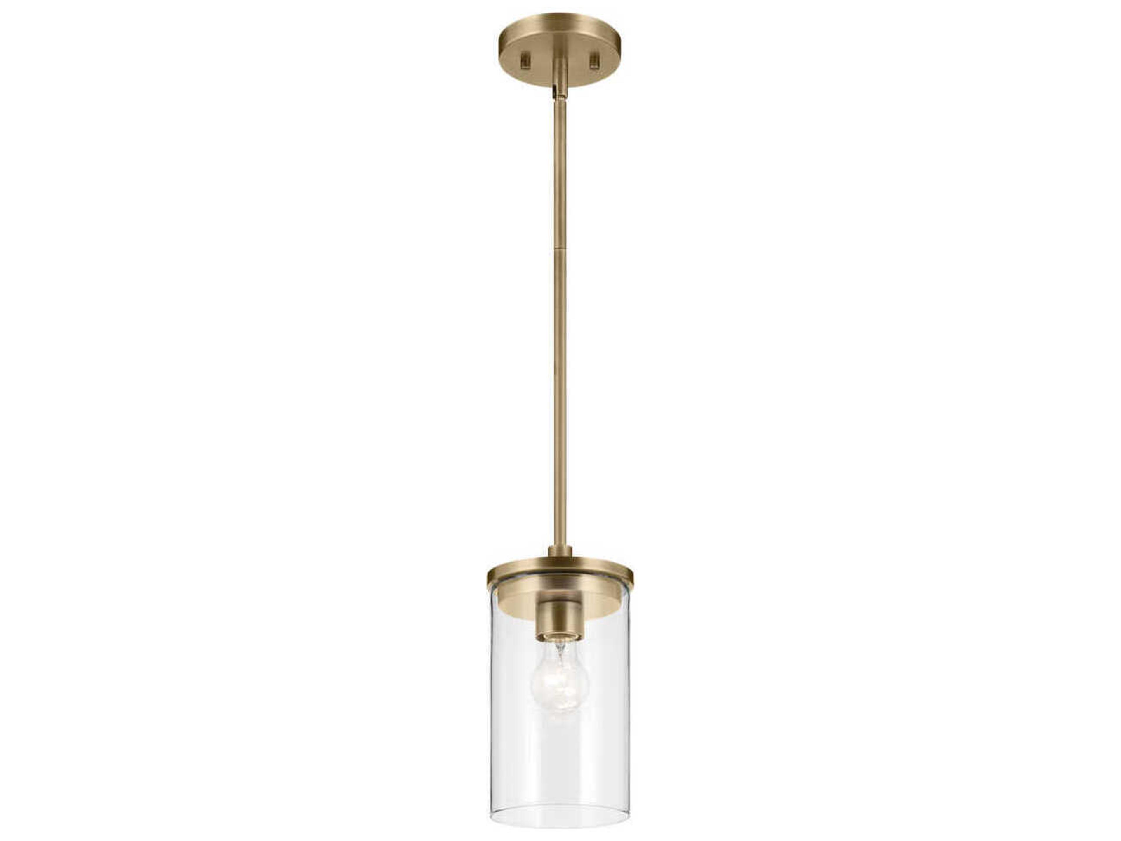 Crosby 1-Light Natural Brass Cylinder Mini Pendant
