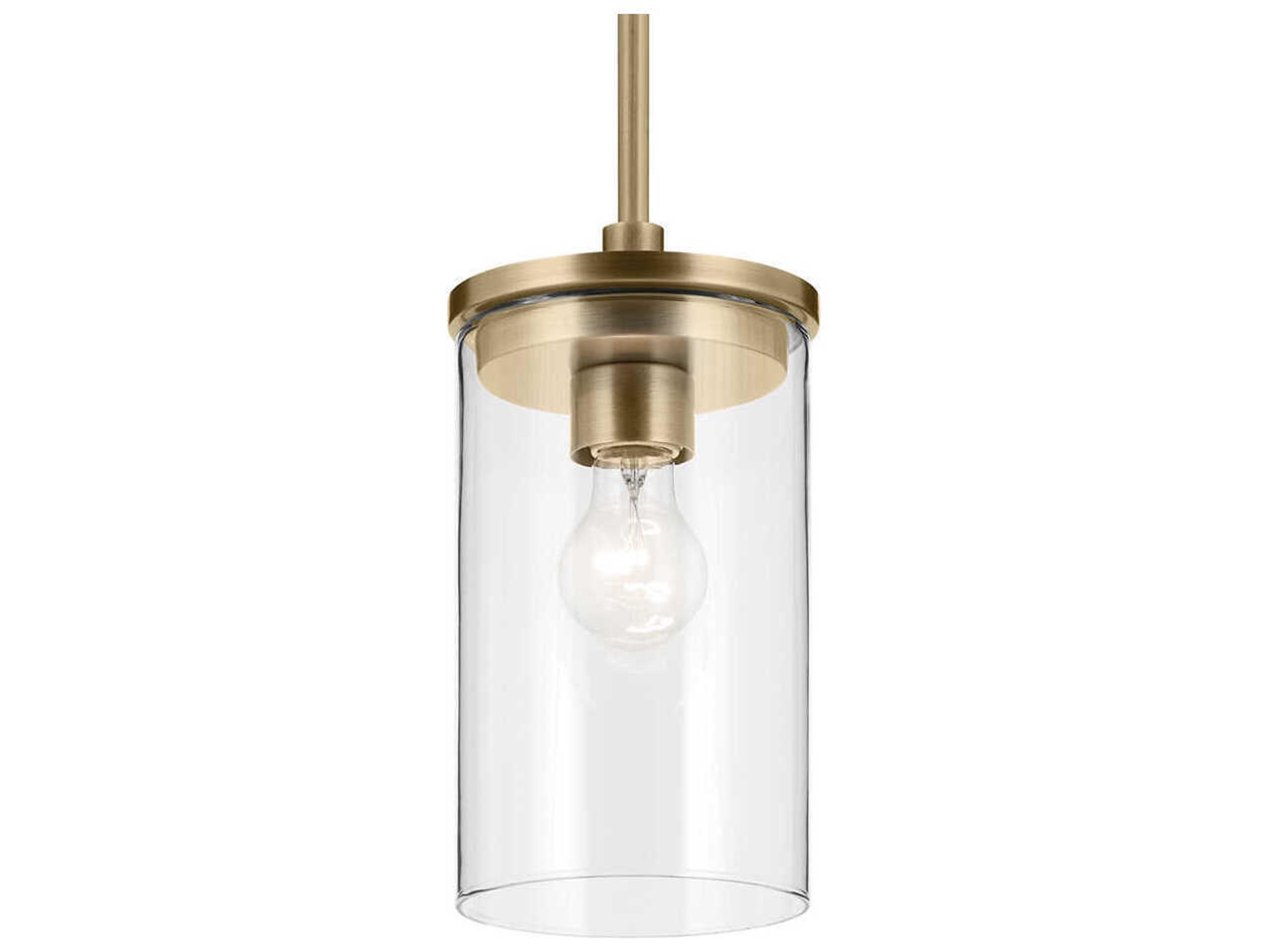 Kichler Crosby 1-Light Natural Brass Cylinder Mini Pendant