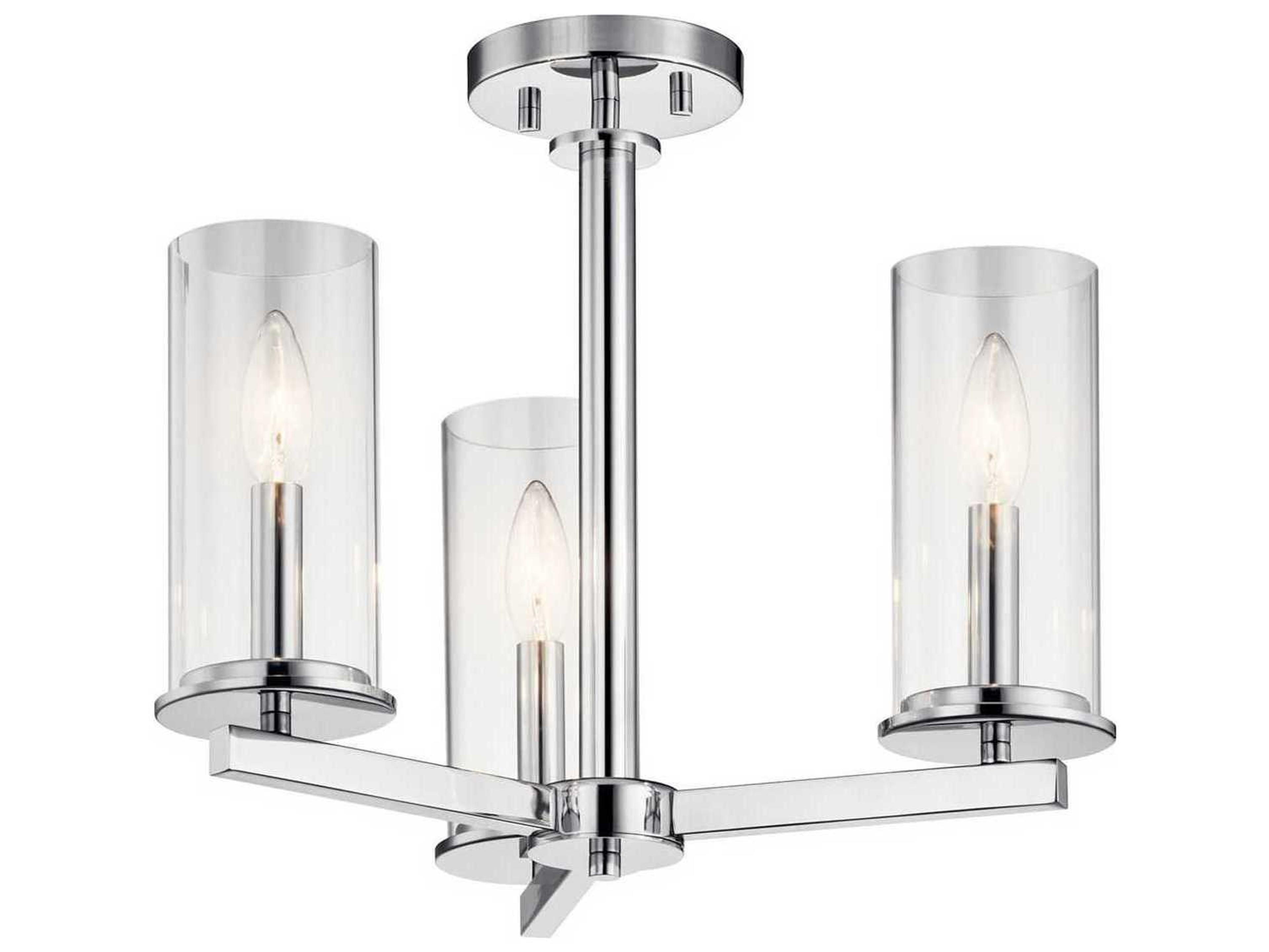 Kichler Crosby 3-Light Chrome Glass Cylinder Pendant