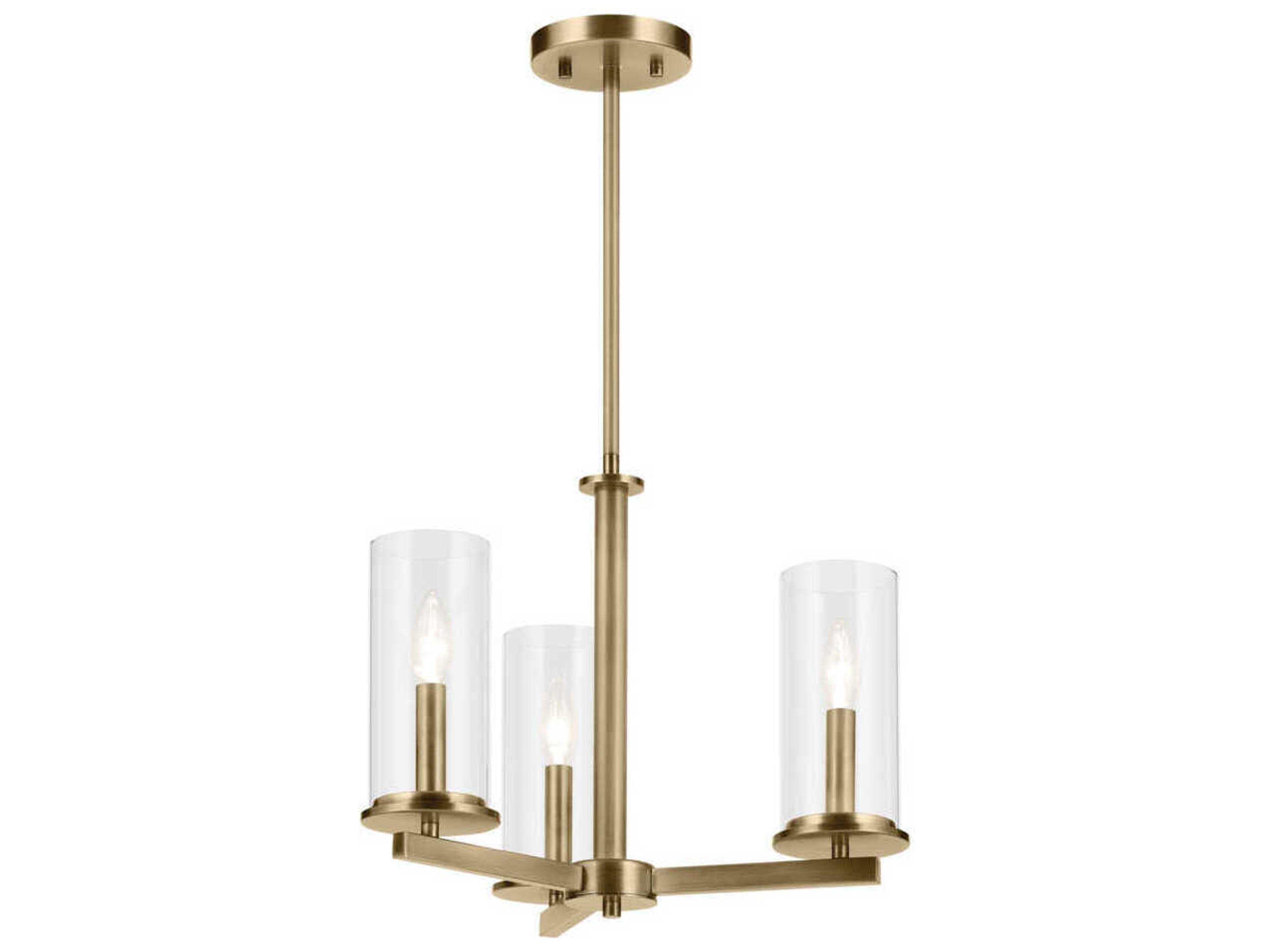 Crosby 3-Light Natural Brass Cylinder Pendant