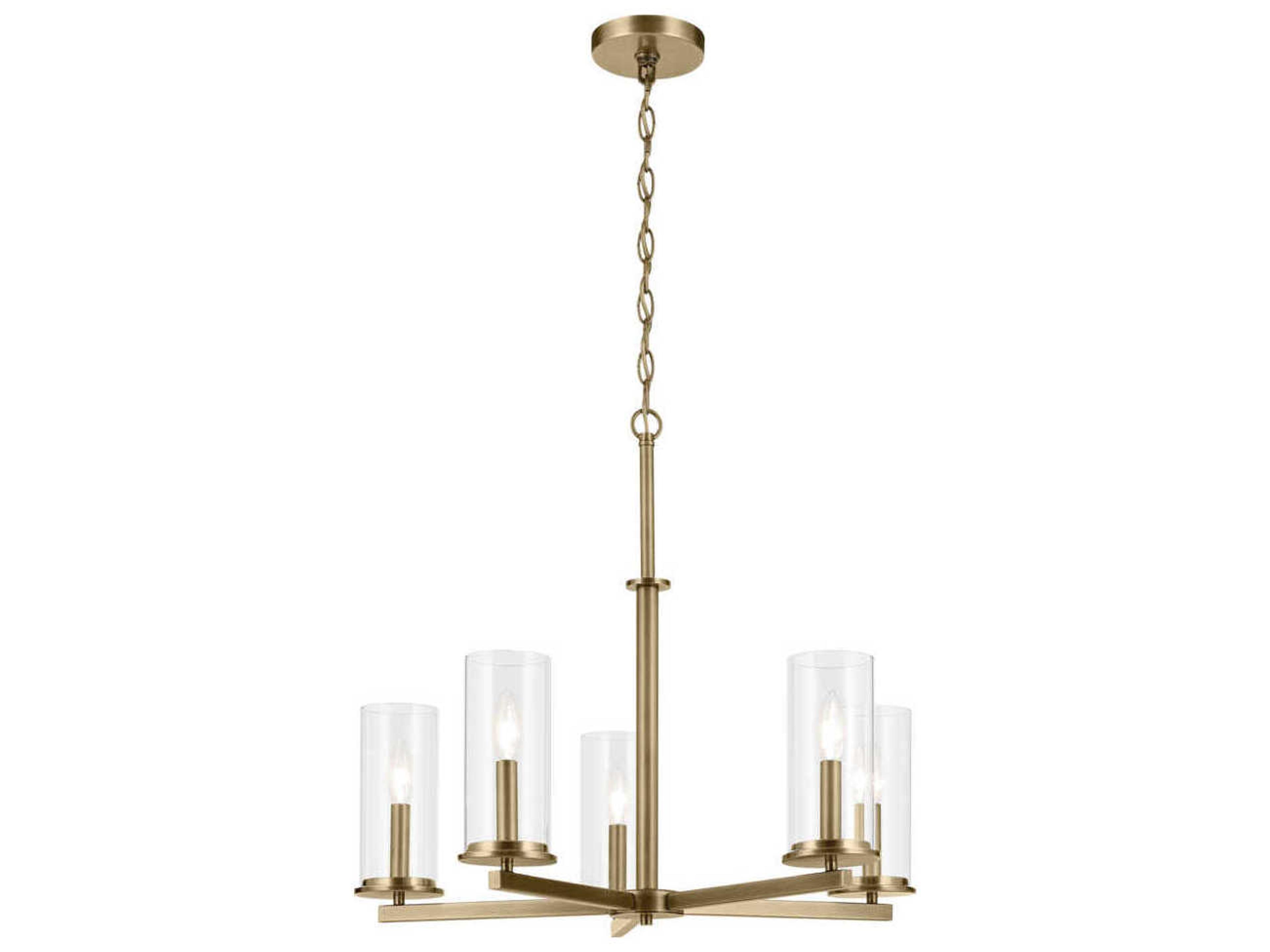 Crosby 5-Light Natural Brass Candelabra Cylinder Chandelier