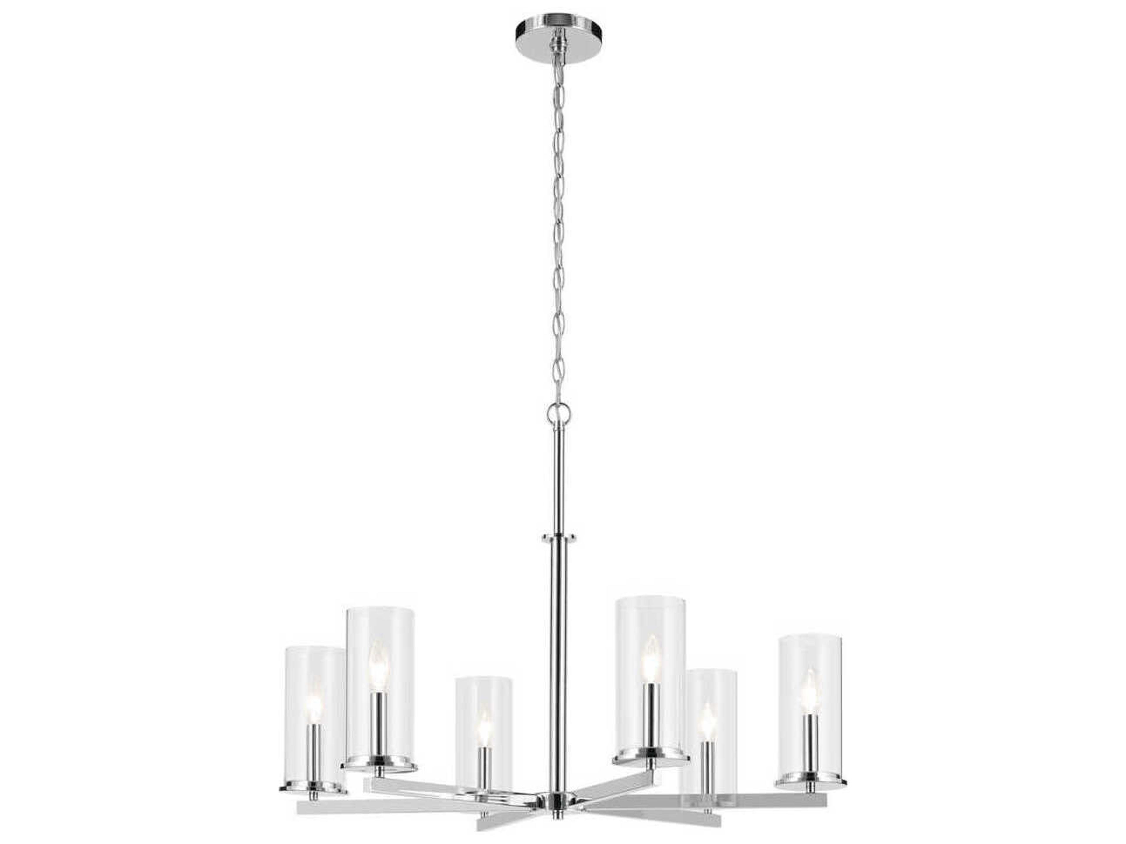 Crosby 6-Light Chrome Candelabra Cylinder Chandelier