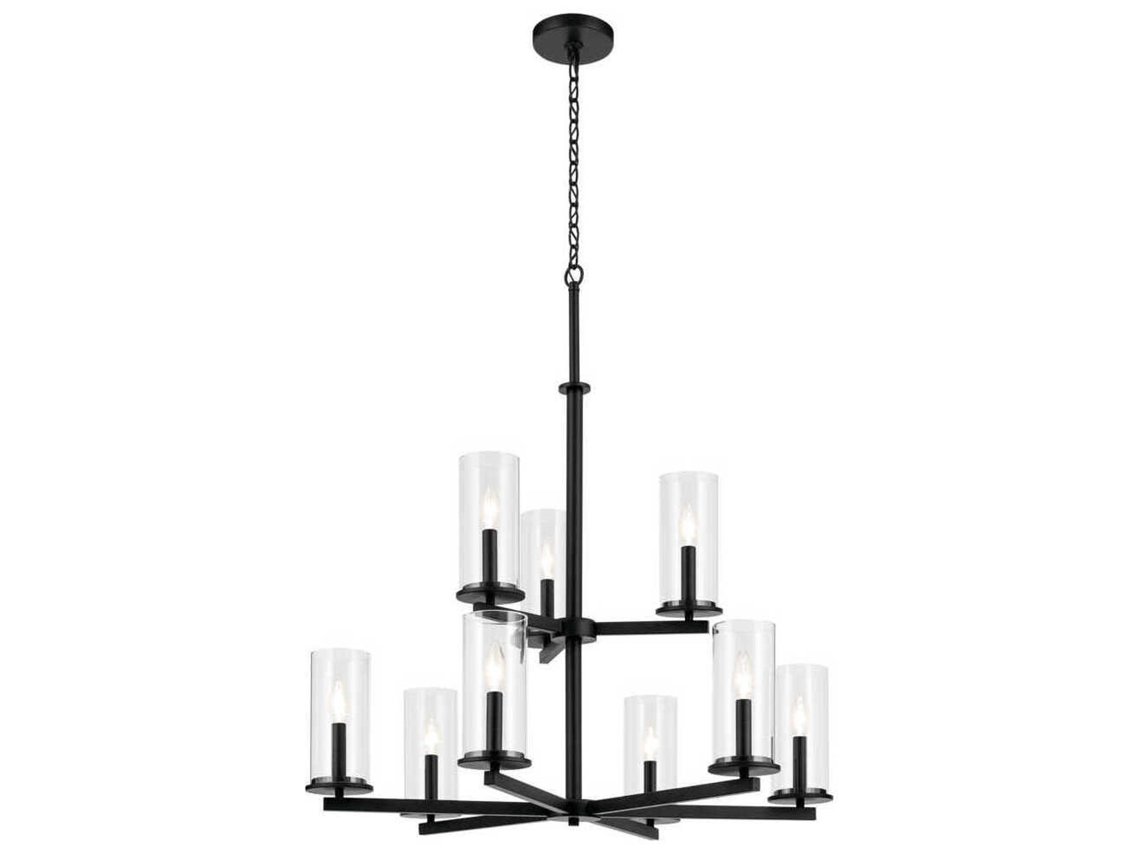 Crosby 9-Light Black Candelabra Cylinder Tiered Chandelier
