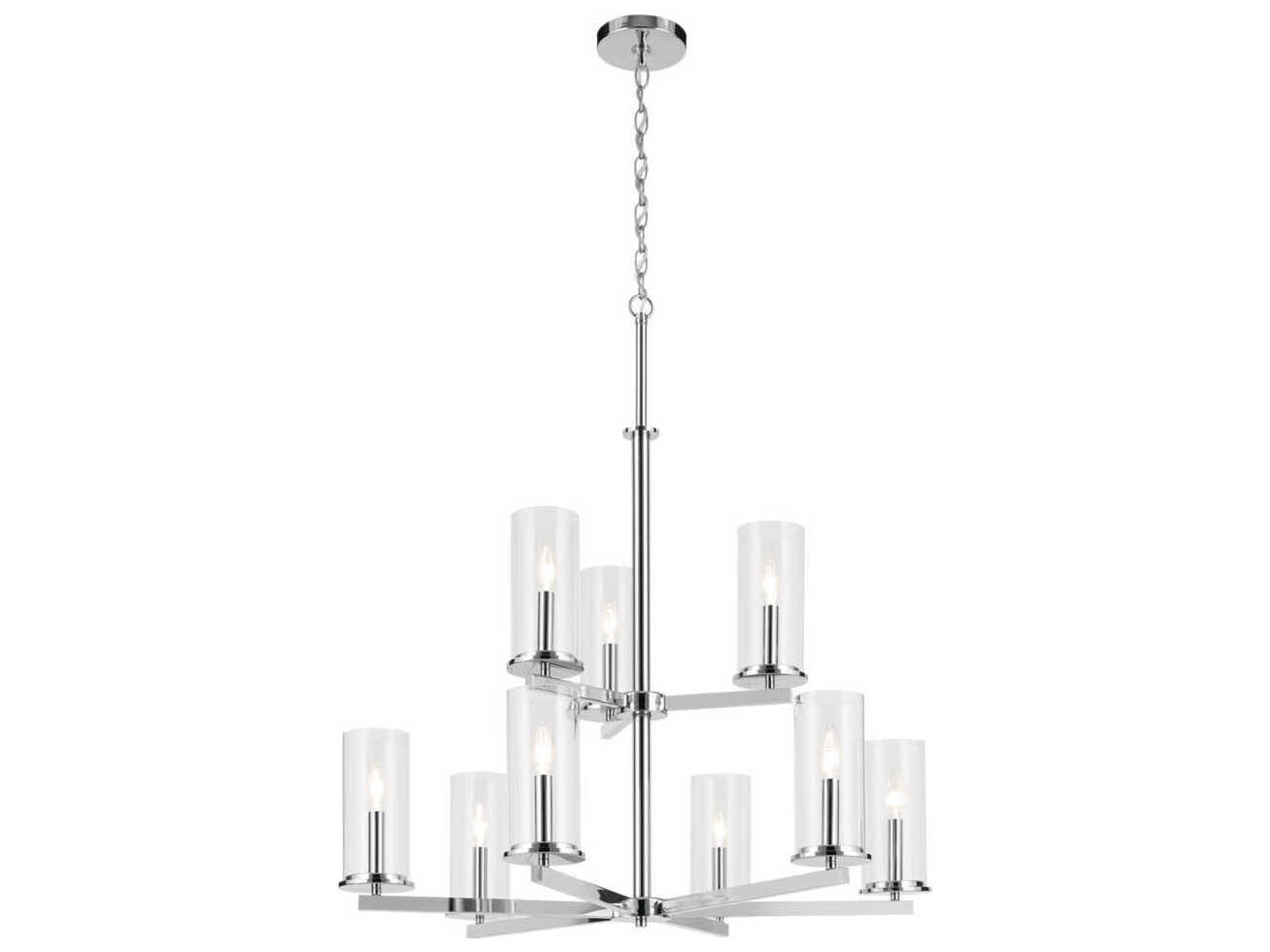 Crosby 9-Light Chrome Candelabra Cylinder Tiered Chandelier