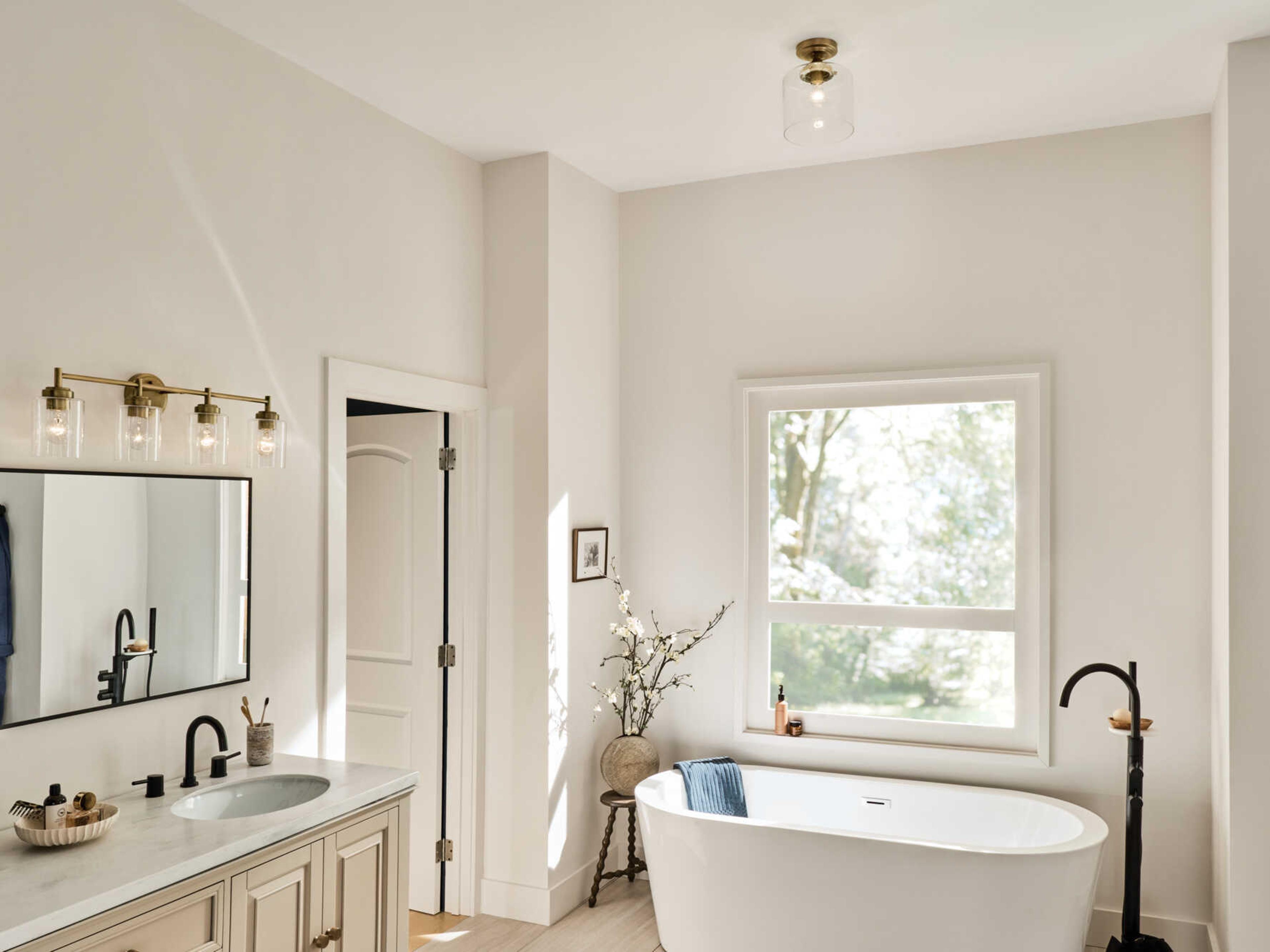 Kichler Winslow 1-Light Natural Brass Flush Mount