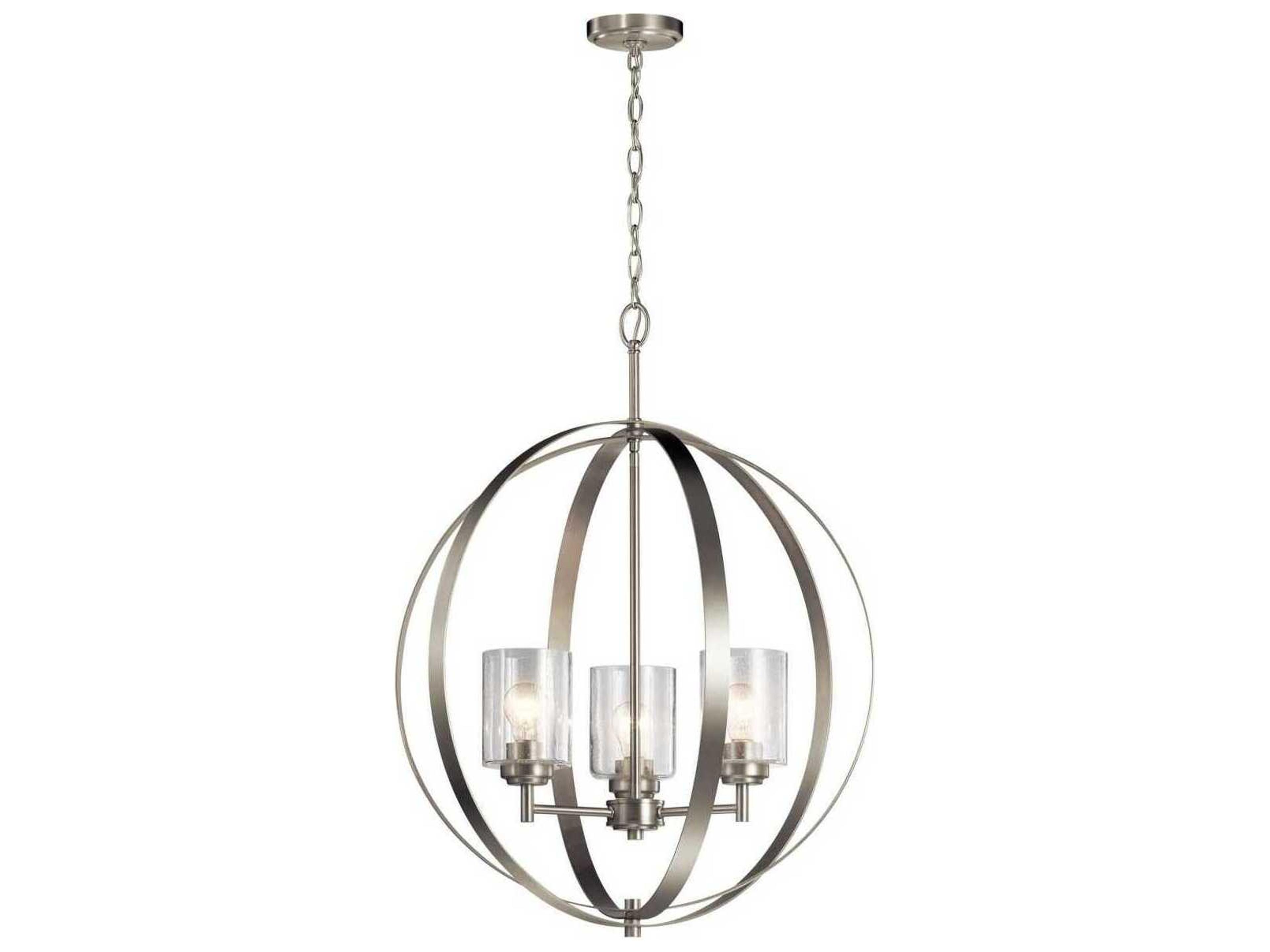 Winslow 3-Light Brushed Nickel Glass Geometric Round Chandelier