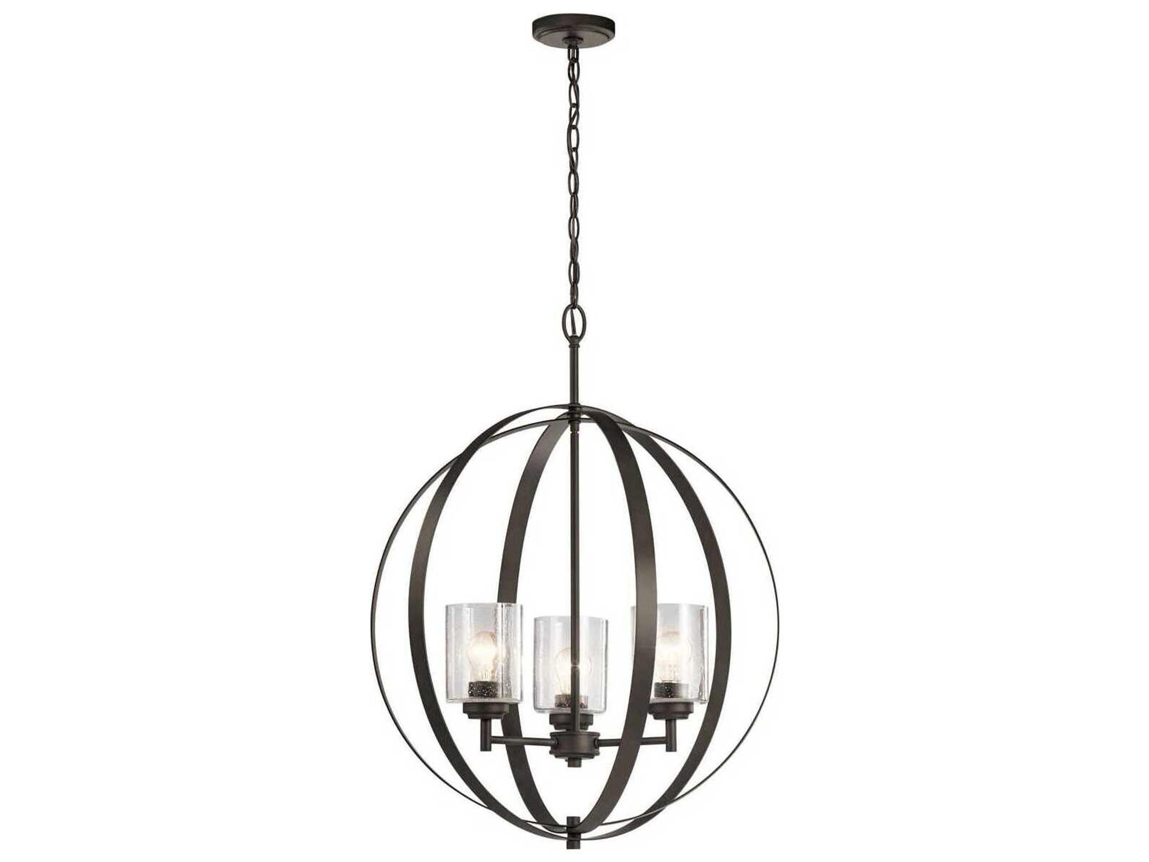 Winslow 3-Light Olde Bronze Glass Geometric Round Chandelier