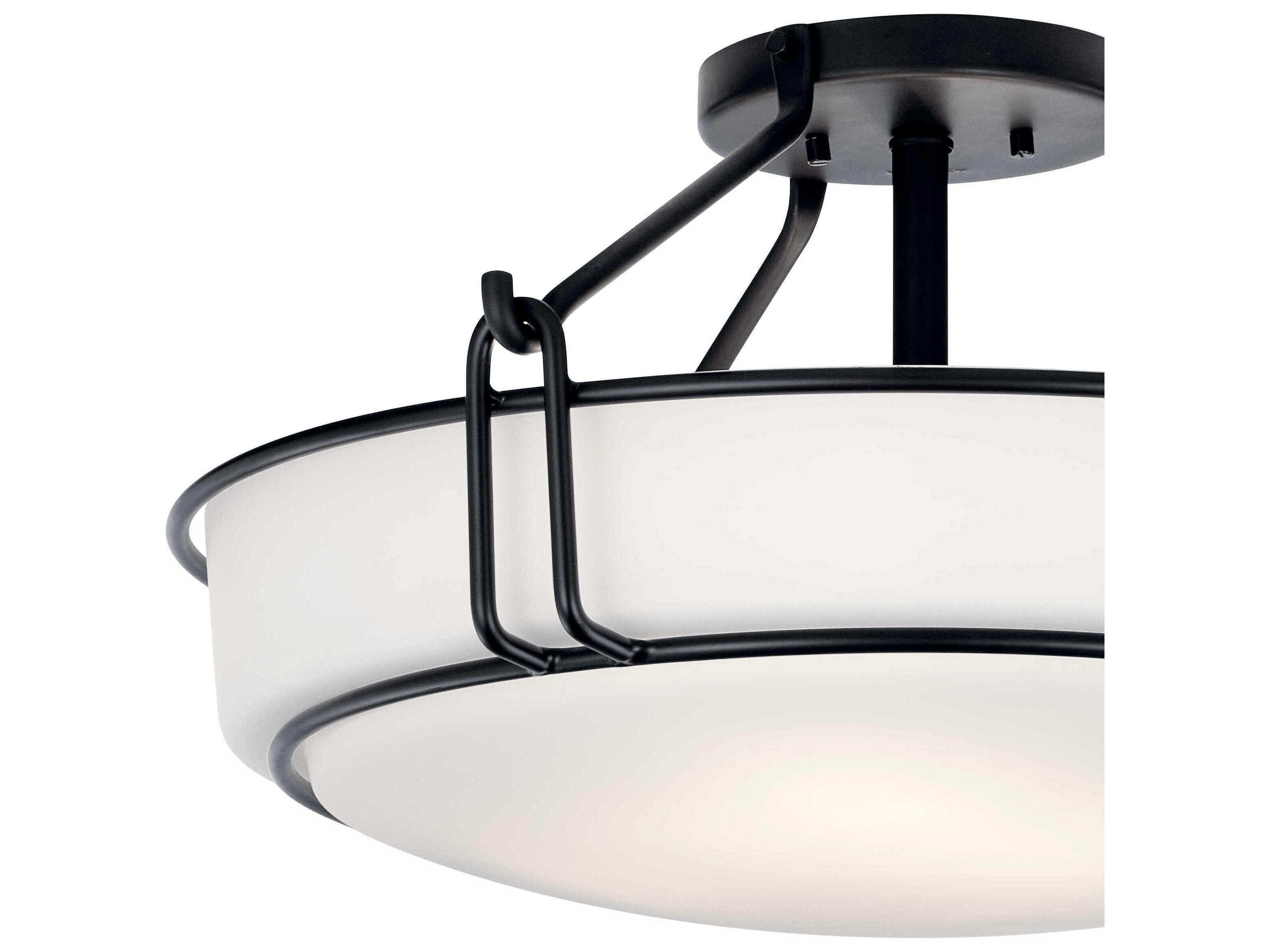 Kichler Alkire 4-Light Black Glass Bowl Semi Flush Mount