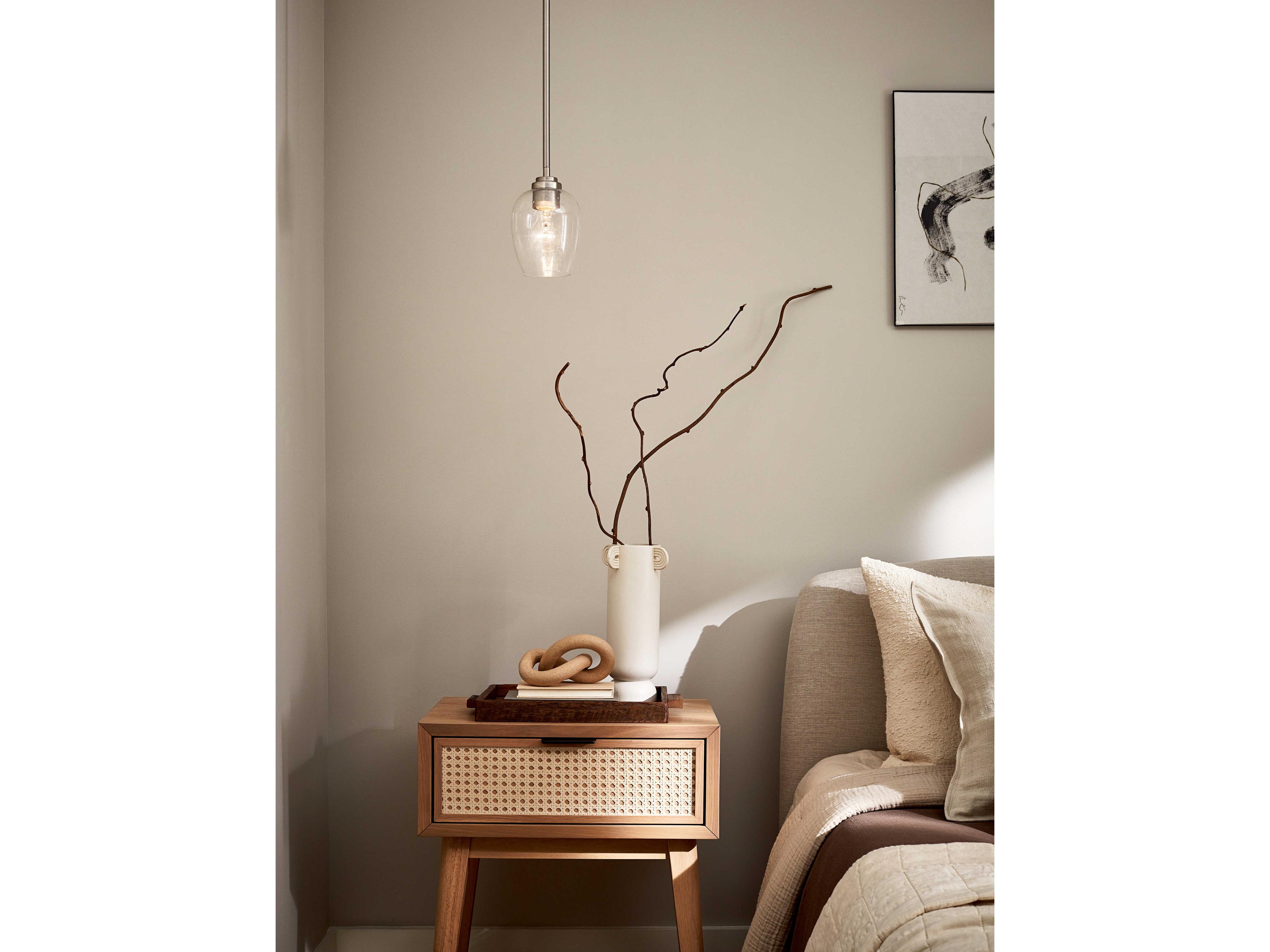 Kichler Valserrano 1-Light Black Nickel Glass Bell Mini Pendant