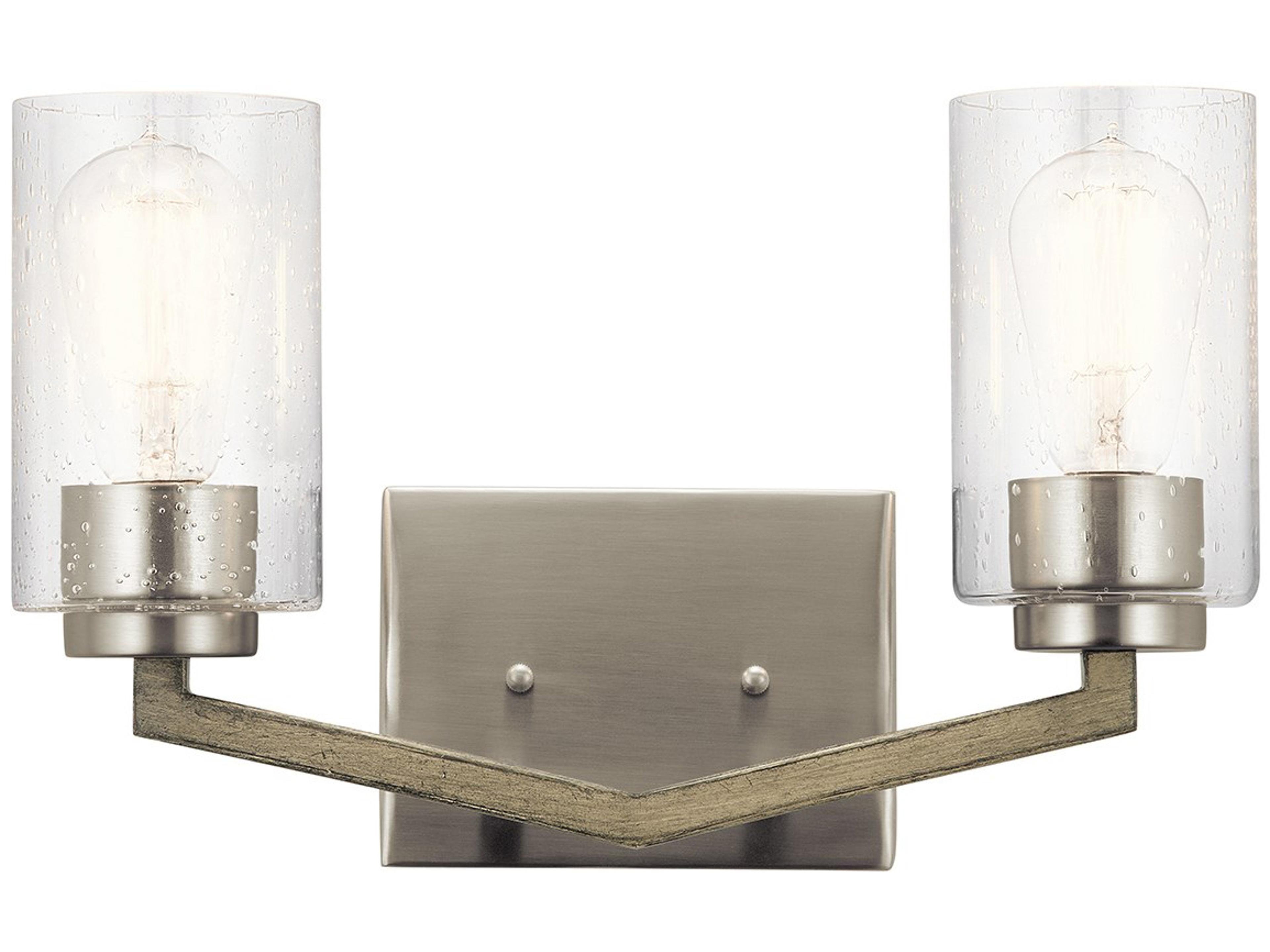 Deryn 2-Light Distressed Antique Gray Glass Vanity Light