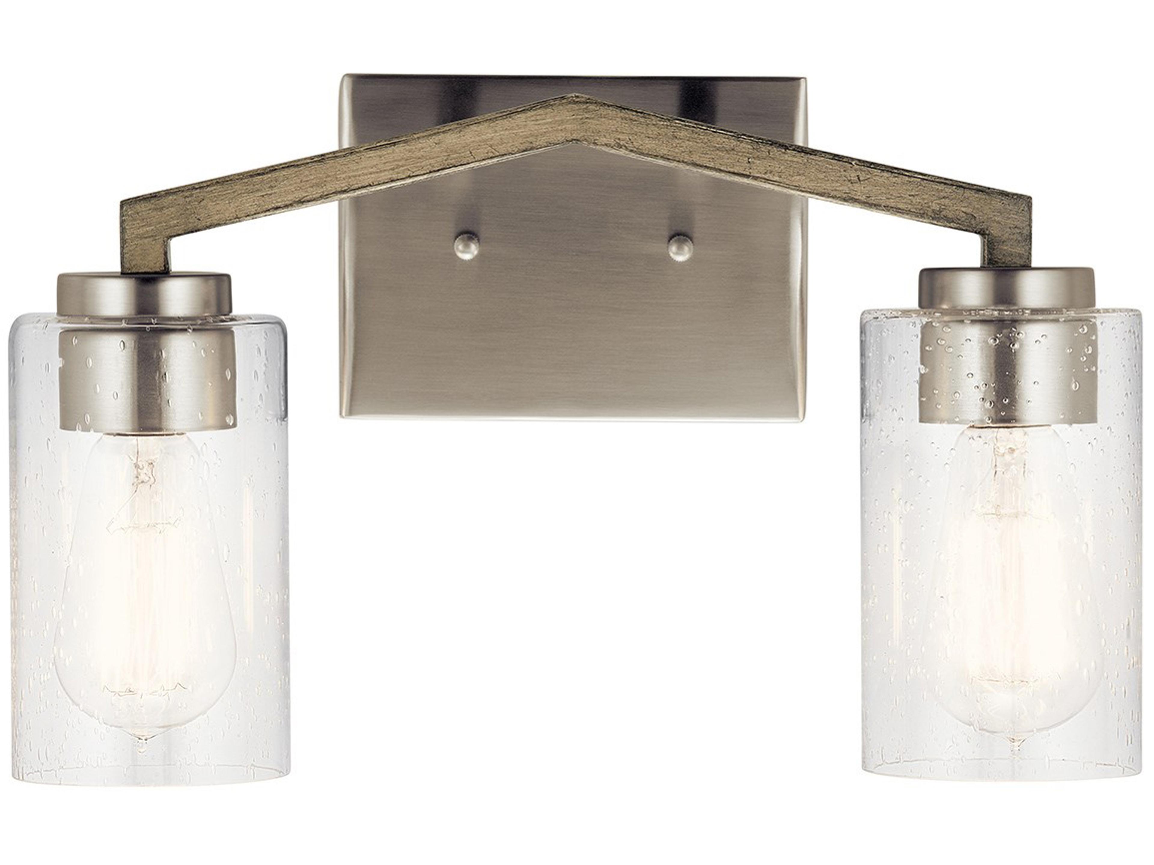 Kichler Deryn 2-Light Distressed Antique Gray Glass Vanity Light