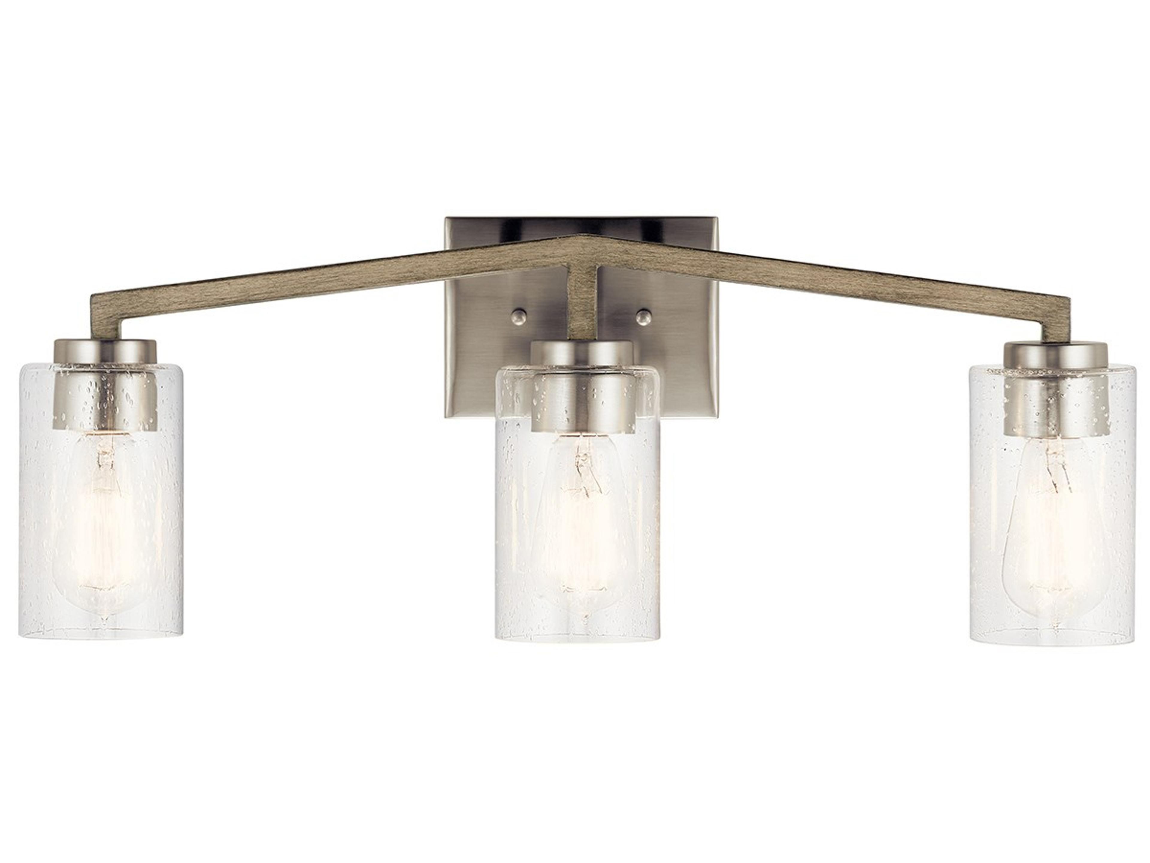 Kichler Deryn 3-Light Distressed Antique Gray Glass Vanity Light